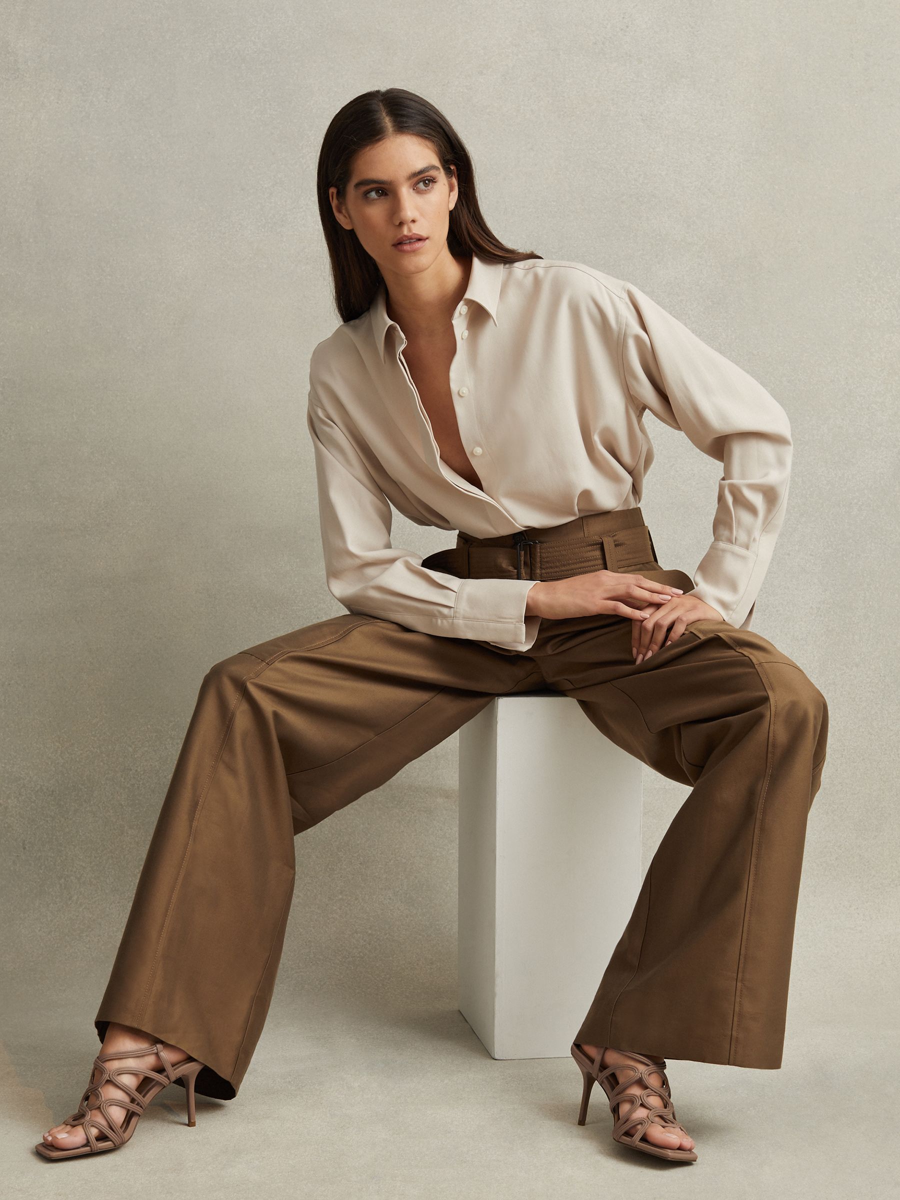Strappy Open Toe Heeled Sandals in Nude - Image 2 of 5