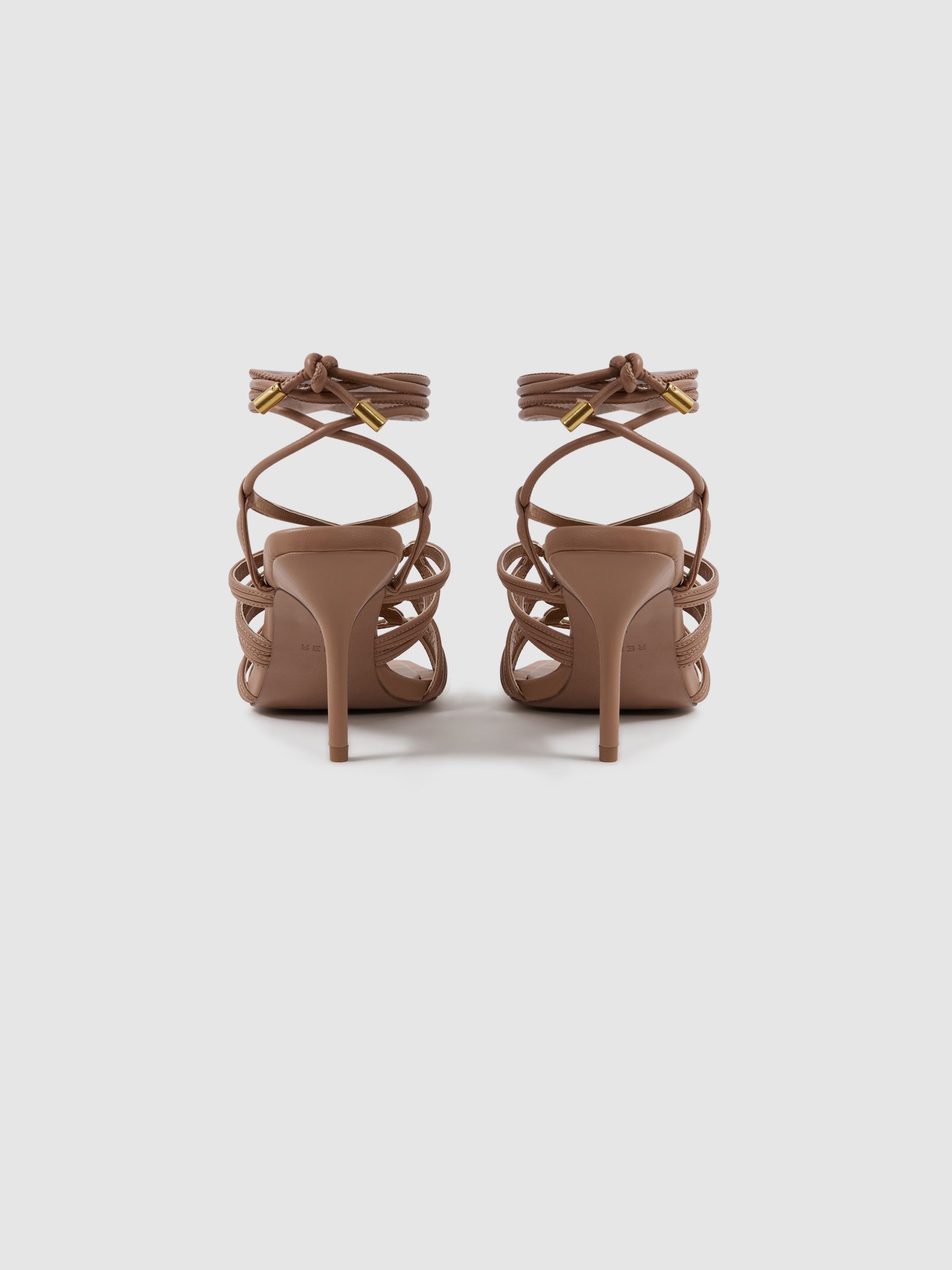 Strappy Open Toe Heeled Sandals in Nude - Image 4 of 5
