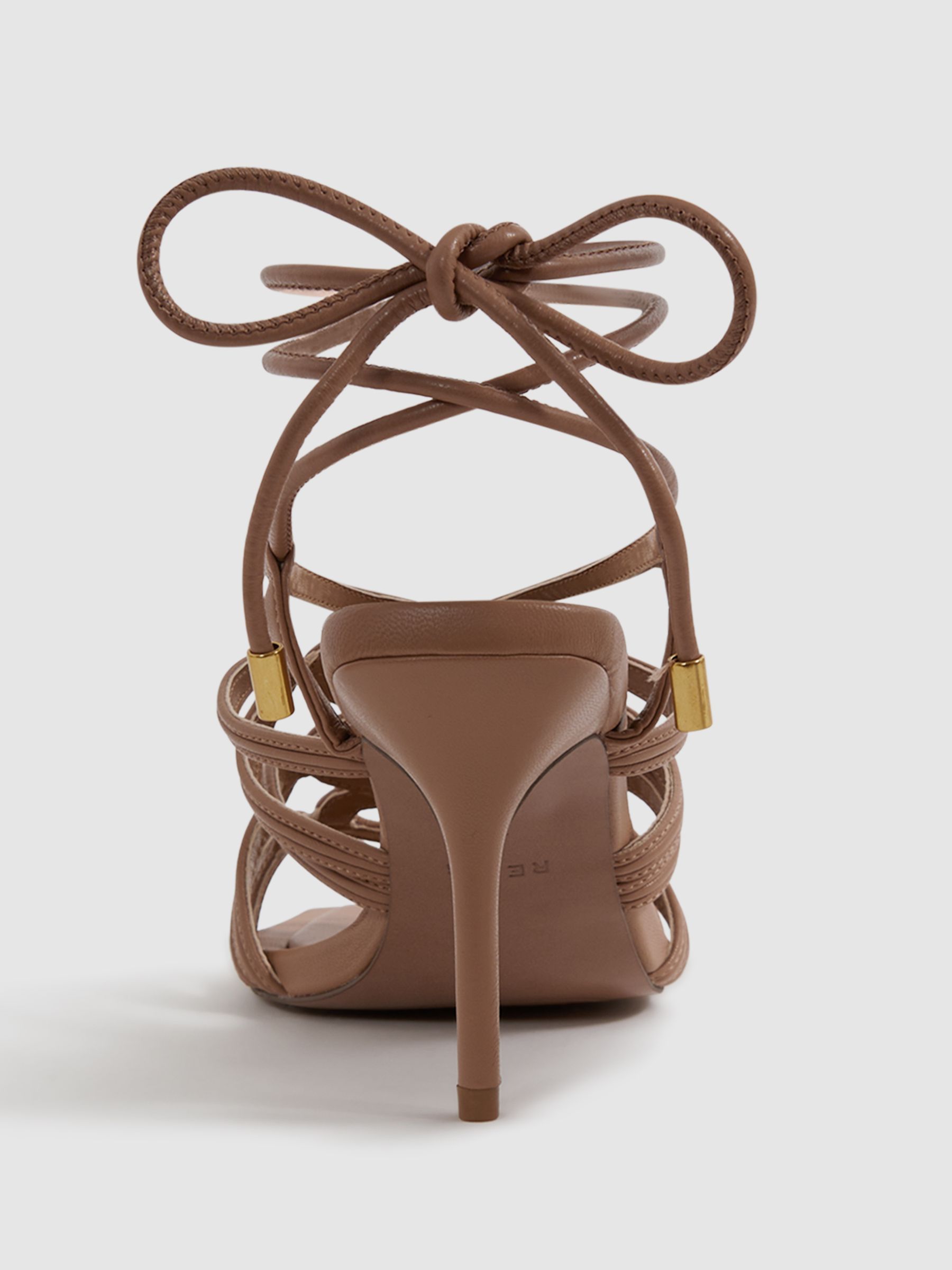 Strappy Open Toe Heeled Sandals in Nude - Image 5 of 5