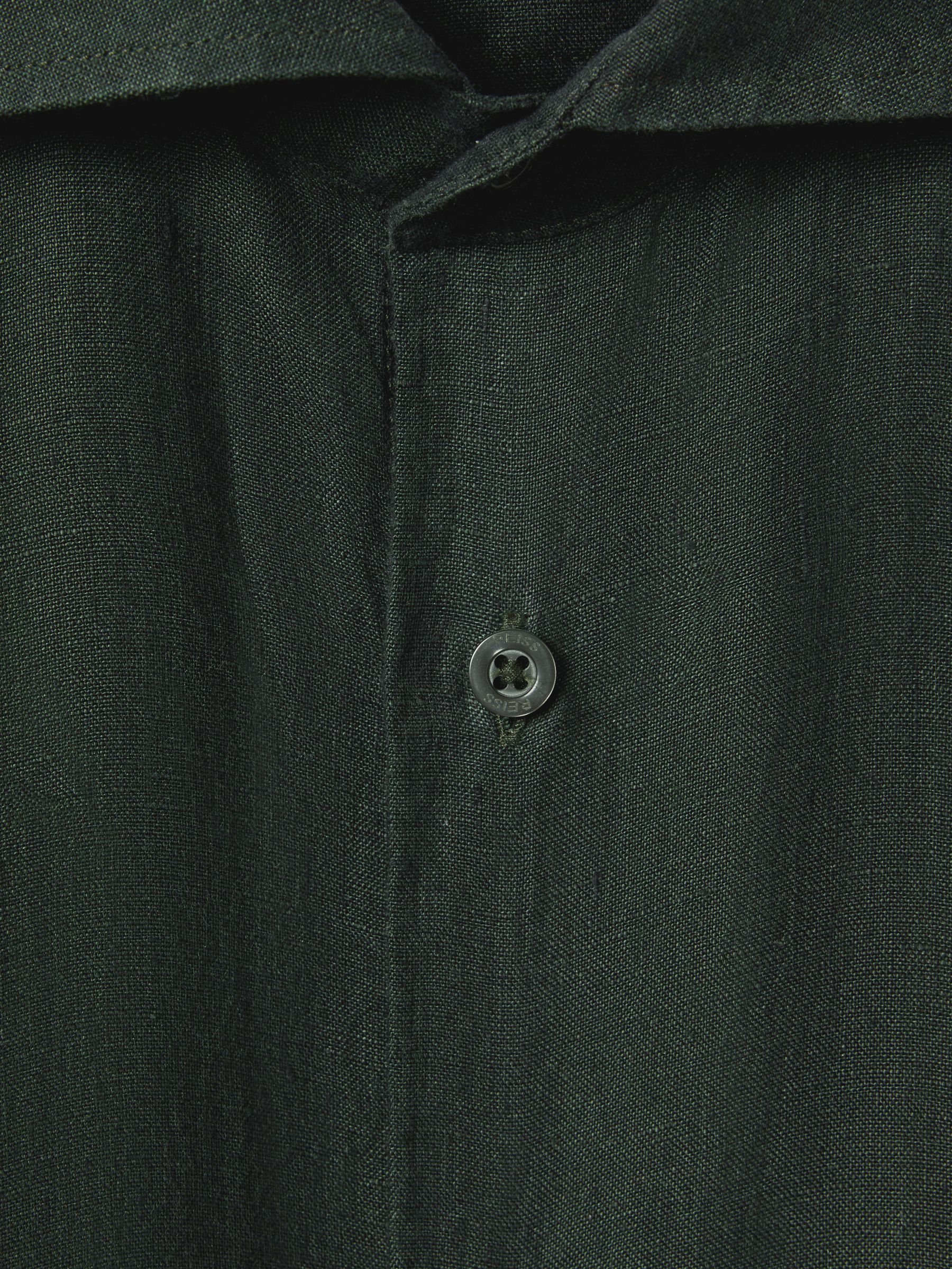 Linen Striped Cutaway-Collar Shirt in Dark Green - Image 6 of 6