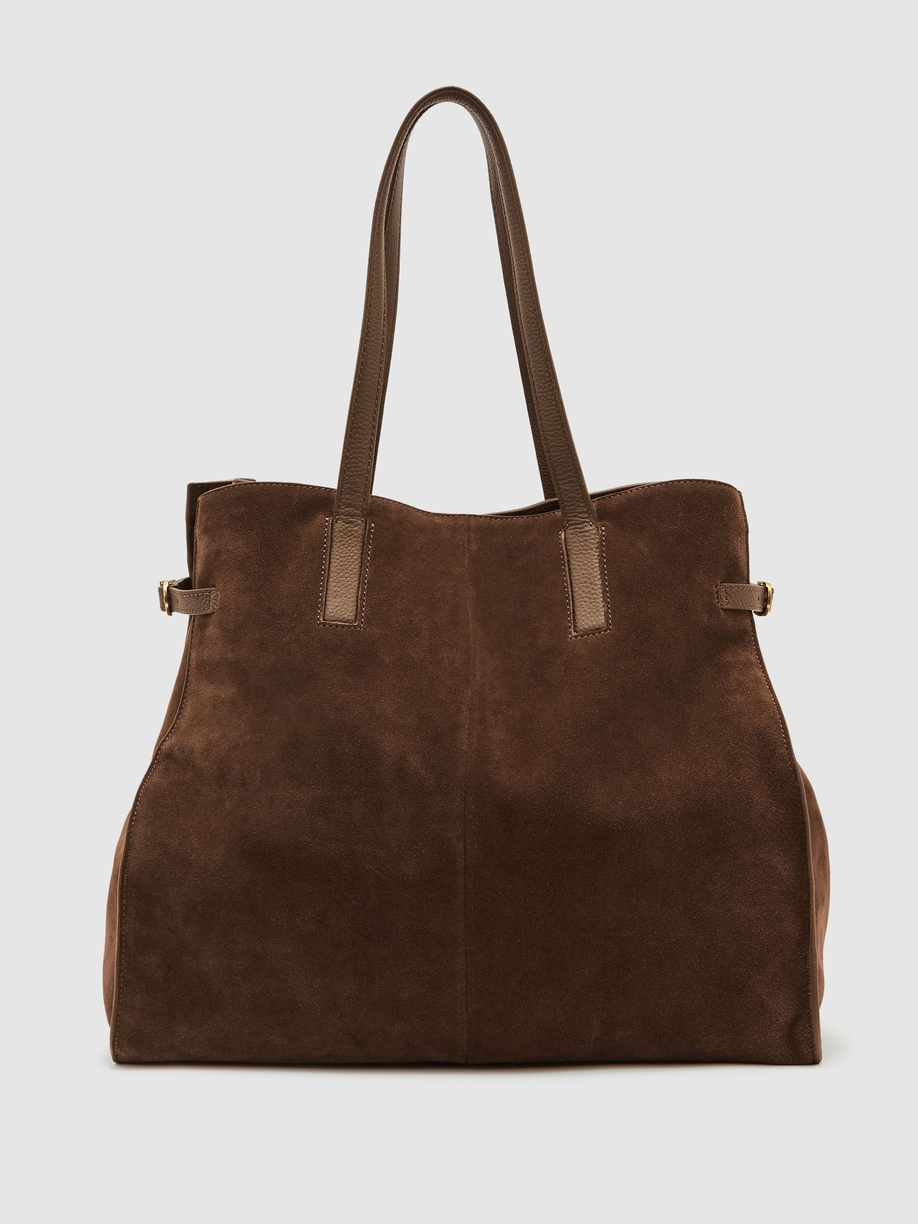 Suede Oversized Tote Bag in Tan - Image 2 of 6 Suede Oversized Tote Bag in Tan - Image 2 of 6