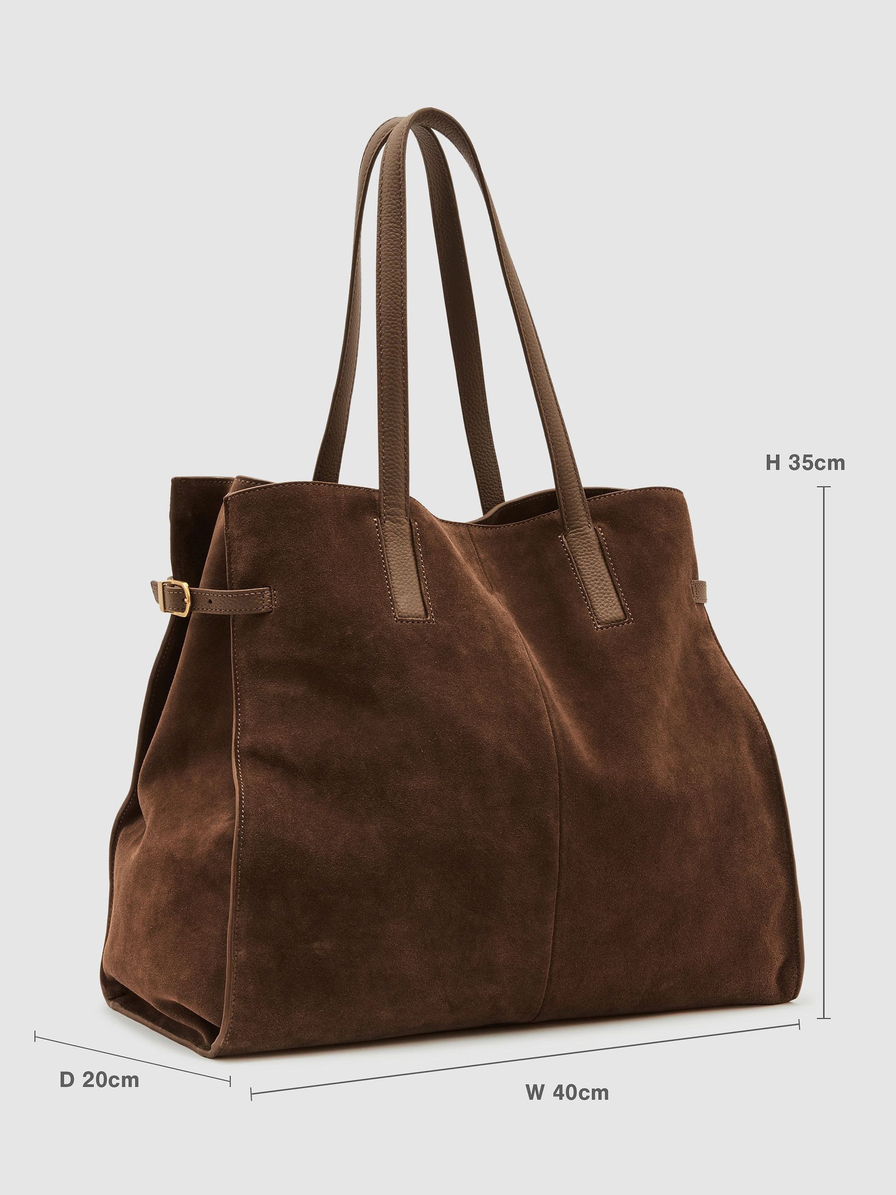 Suede Oversized Tote Bag in Tan - Image 3 of 6