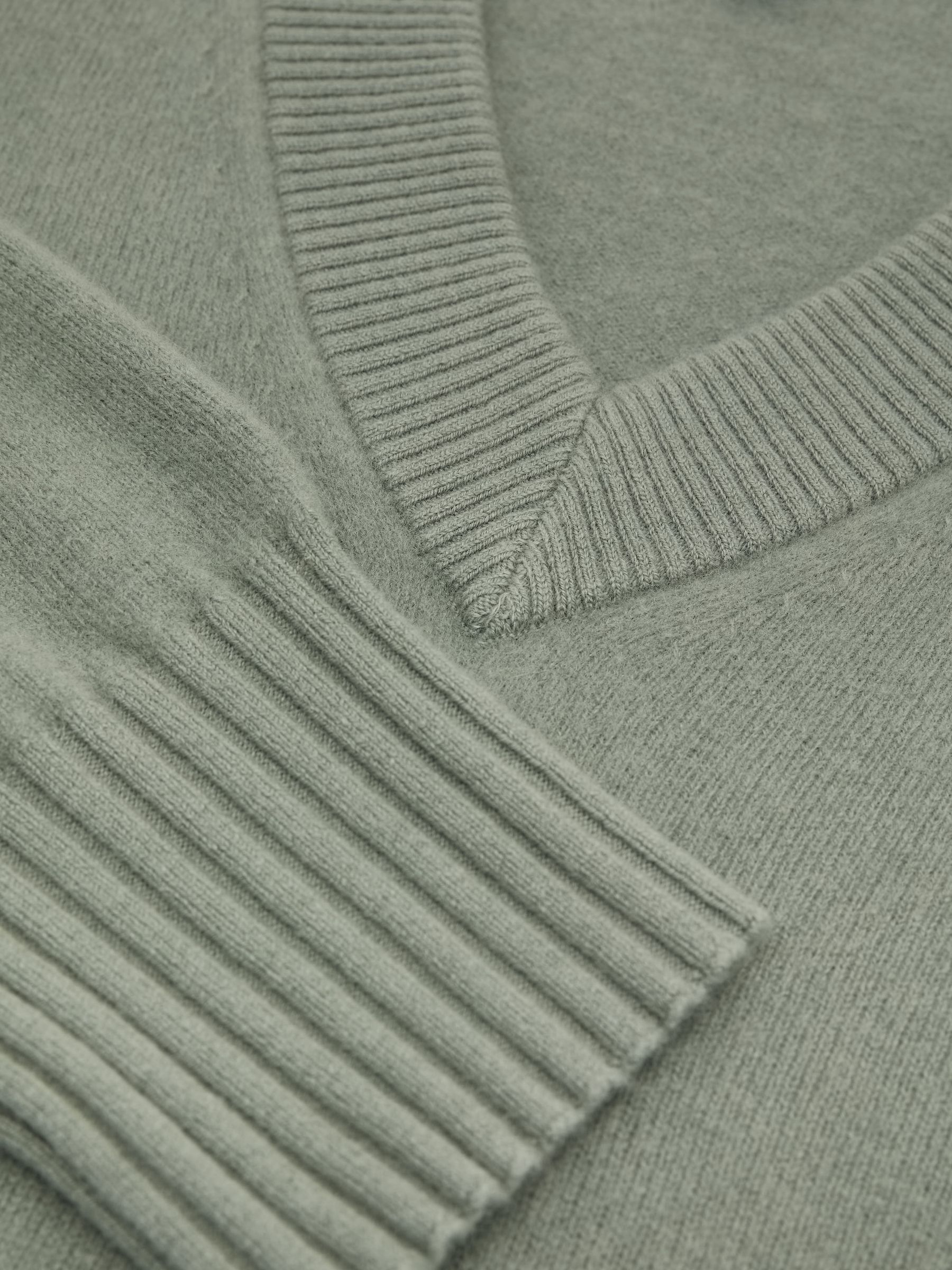 Wool-Cashmere V-Neck Jumper in Pale Sage Green - Image 7 of 7