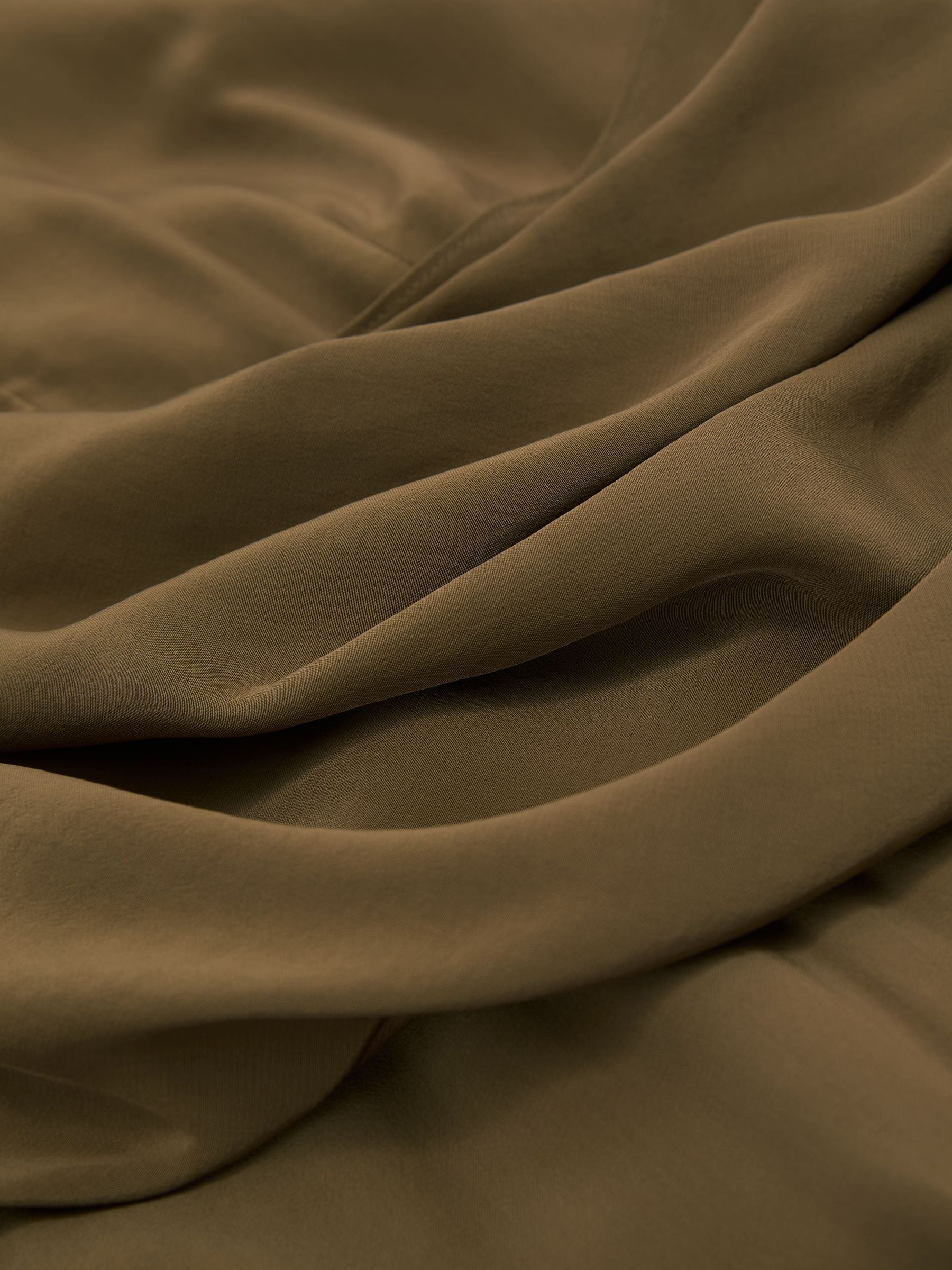 Drape-Detail Band-Collar Midi Dress in Khaki Green - Image 8 of 8