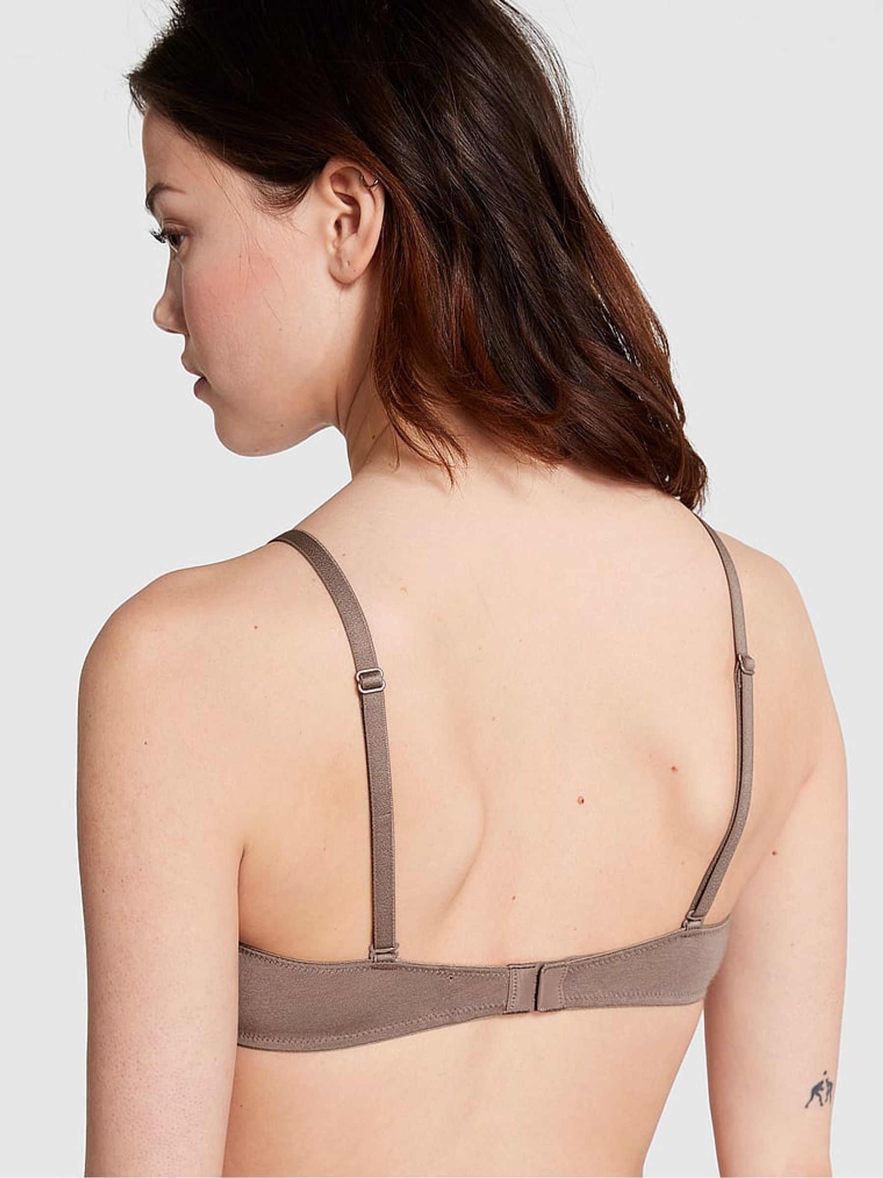 Brown Iced Coffee Lightly Lined Cotton Logo Bra - Image 2 of 3