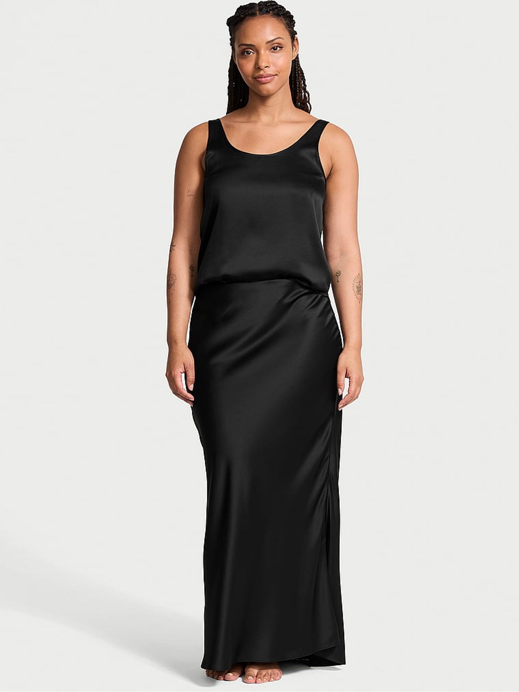 Black Satin Maxi Skirt - Image 1 of 3