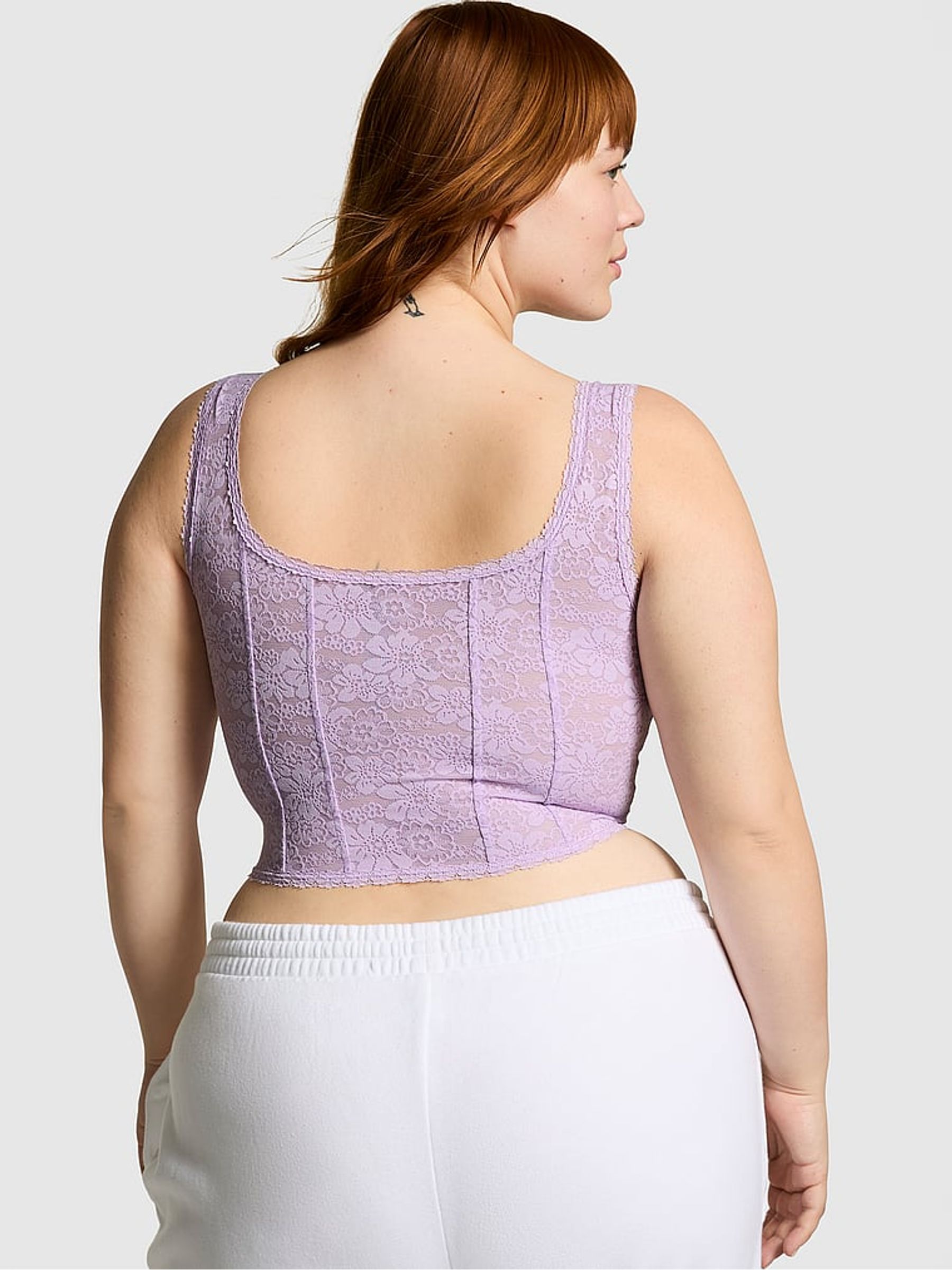 Pastel Lilac Purple Lace Corset Bra - Image 2 of 3