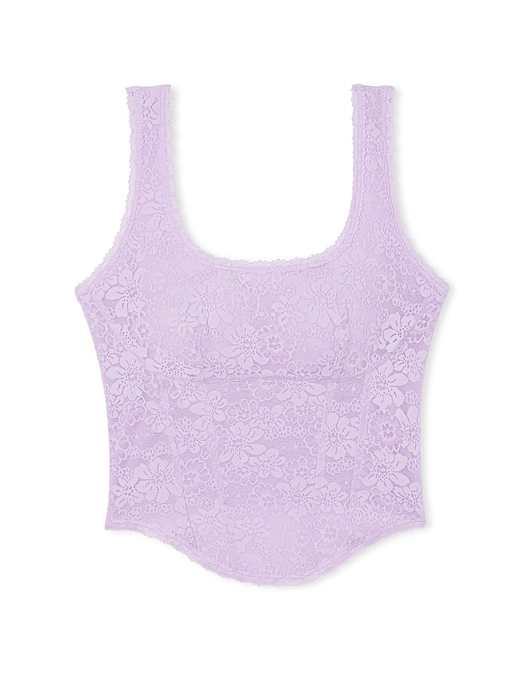 Pastel Lilac Purple Lace Corset Bra - Image 3 of 3