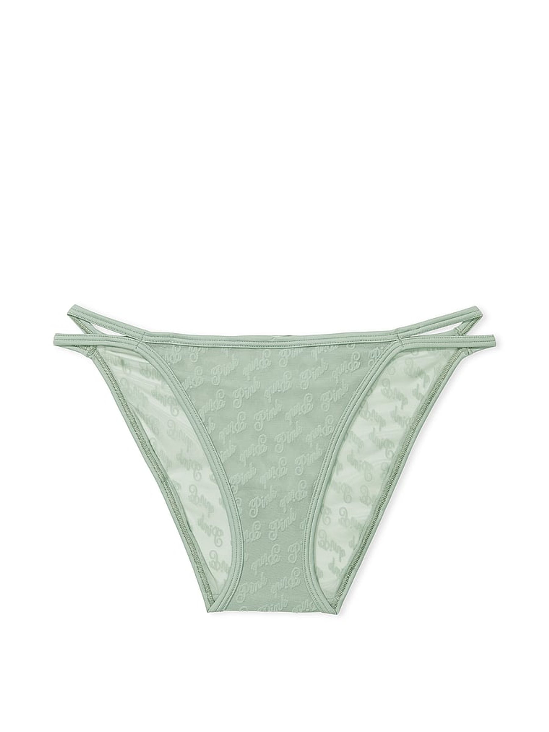 Iceberg Green Cheeky Flocked Mesh Strappy Knickers - Image 3 of 3