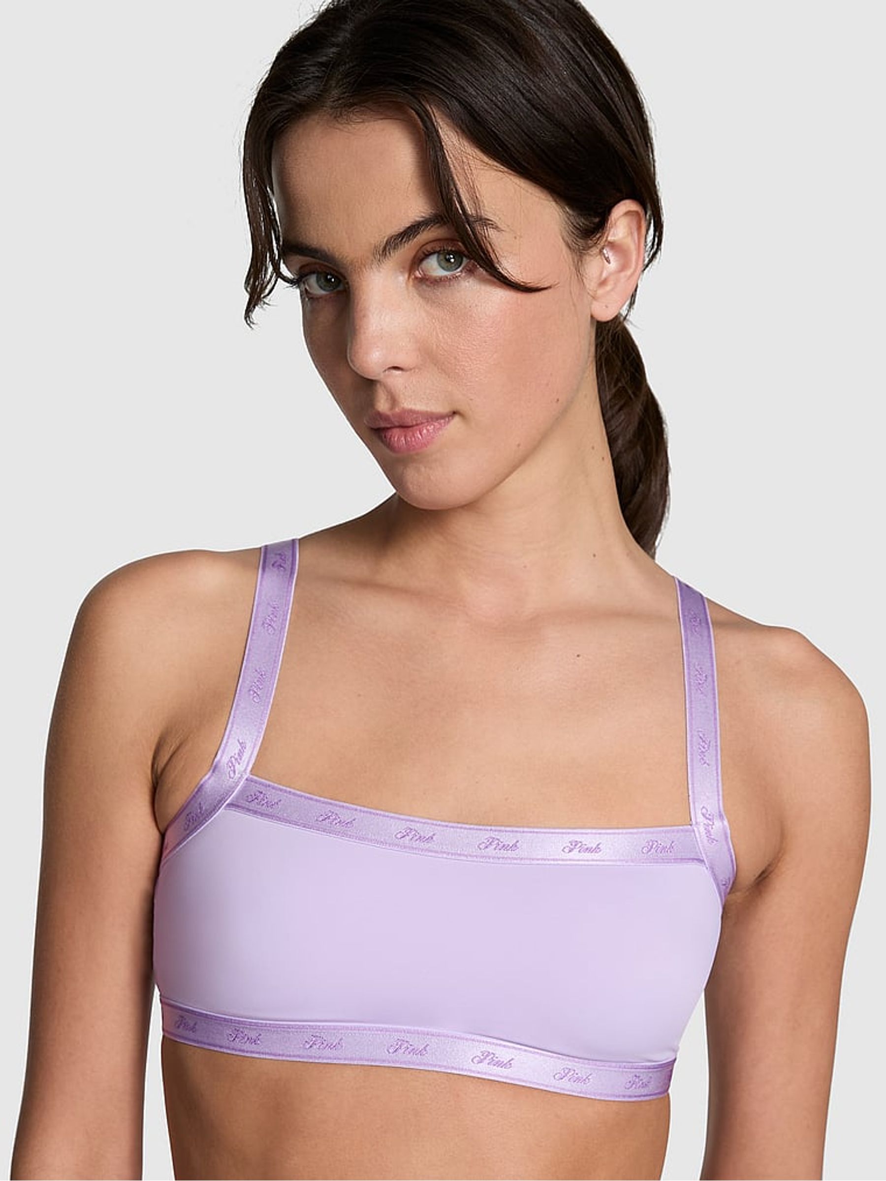 Purple Pastel Lilac Soft Stretch Logo Scoop Bralette - Image 1 of 1