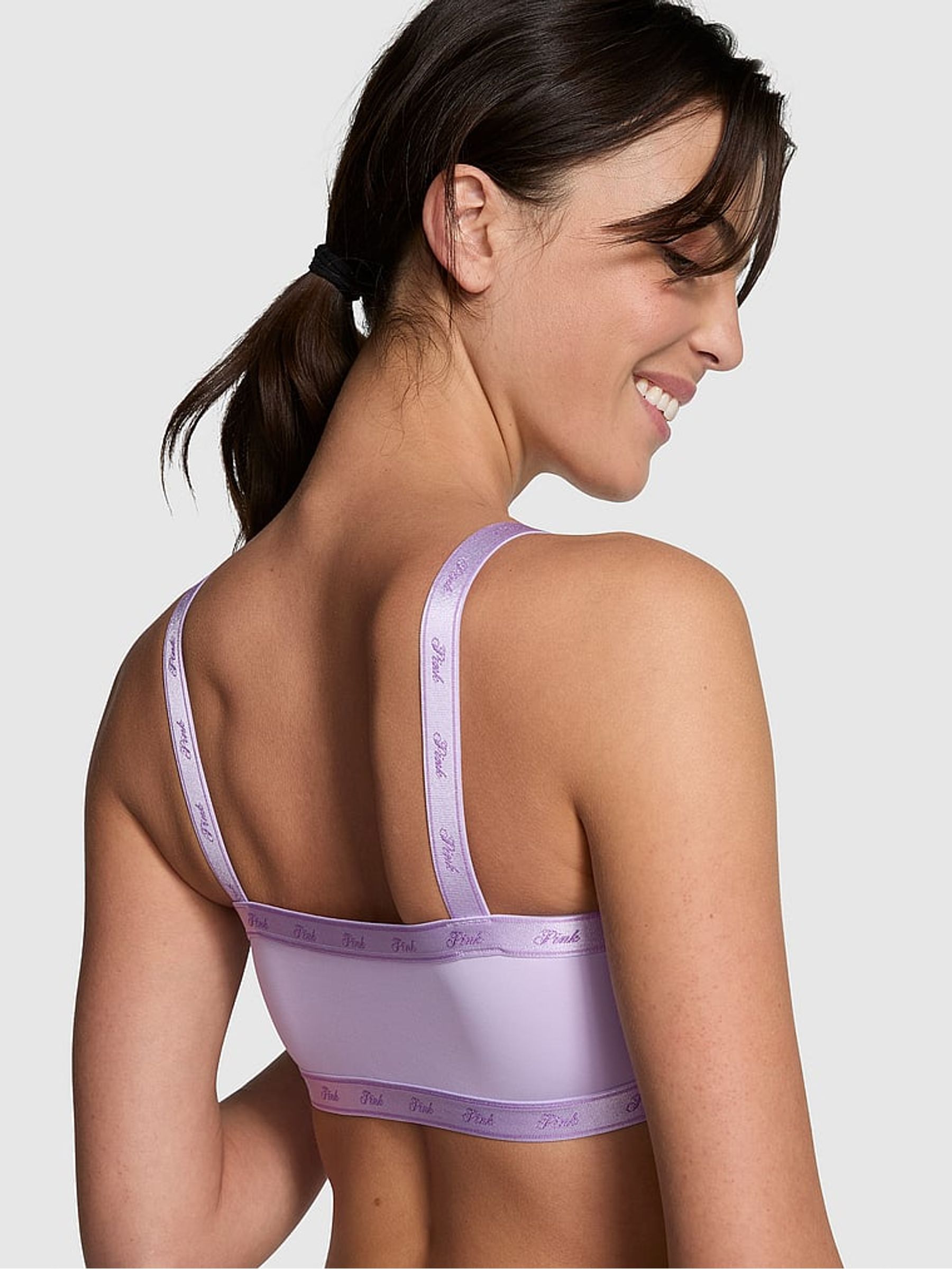 Purple Pastel Lilac Soft Stretch Logo Scoop Bralette - Image 2 of 3