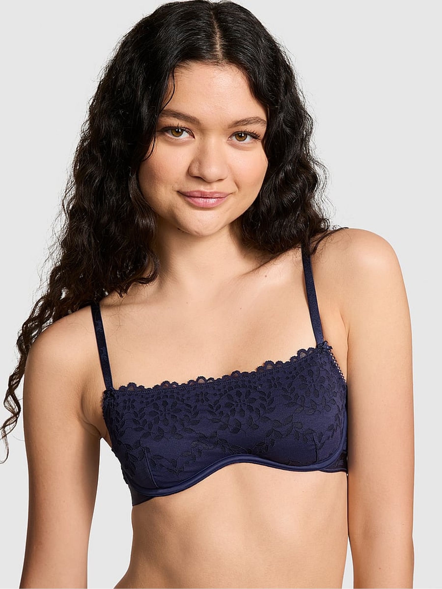 Midnight Navy Blue Lace Eyelet Bra - Image 1 of 3