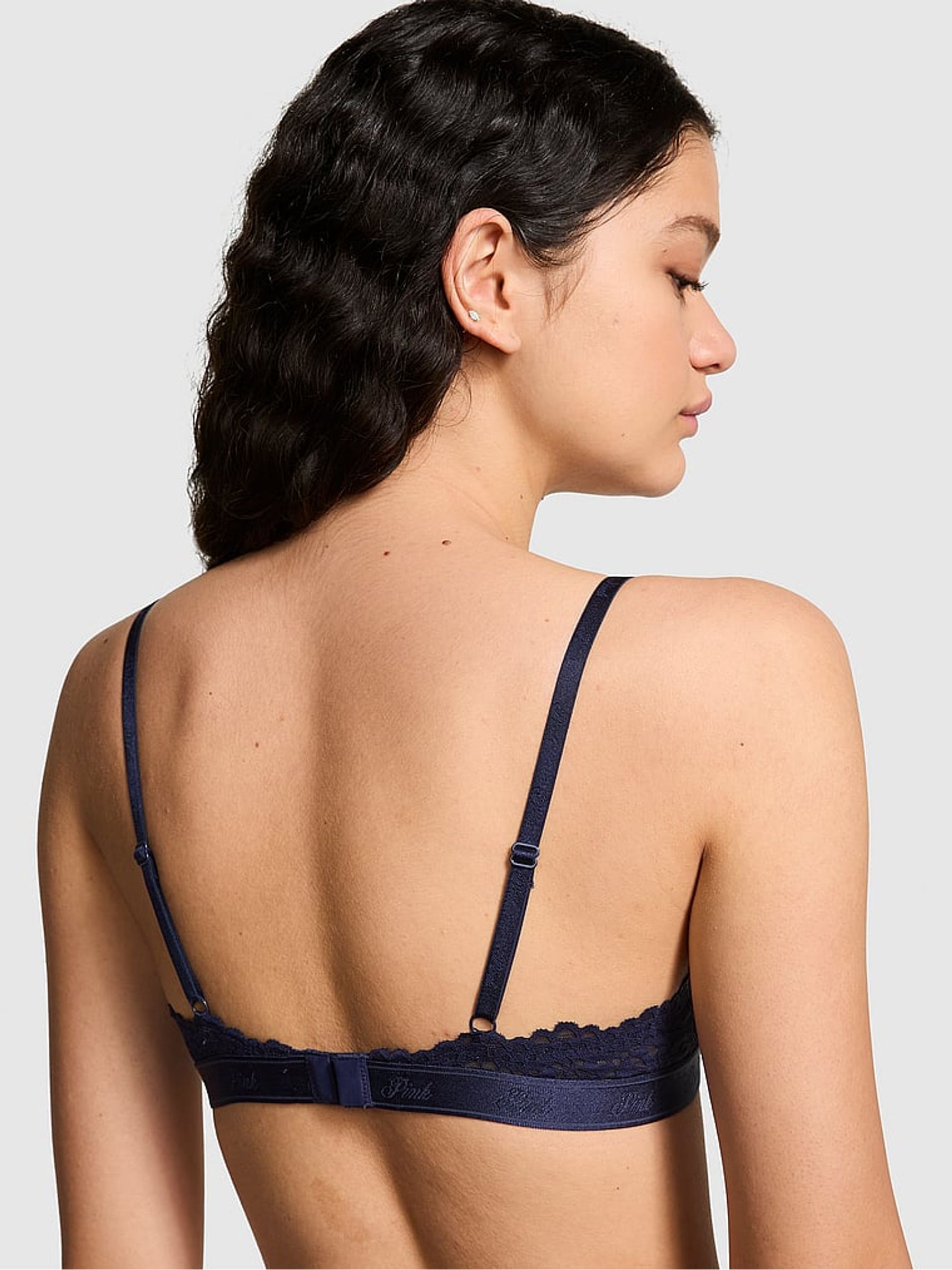 Midnight Navy Blue Lace Eyelet Bra - Image 2 of 3