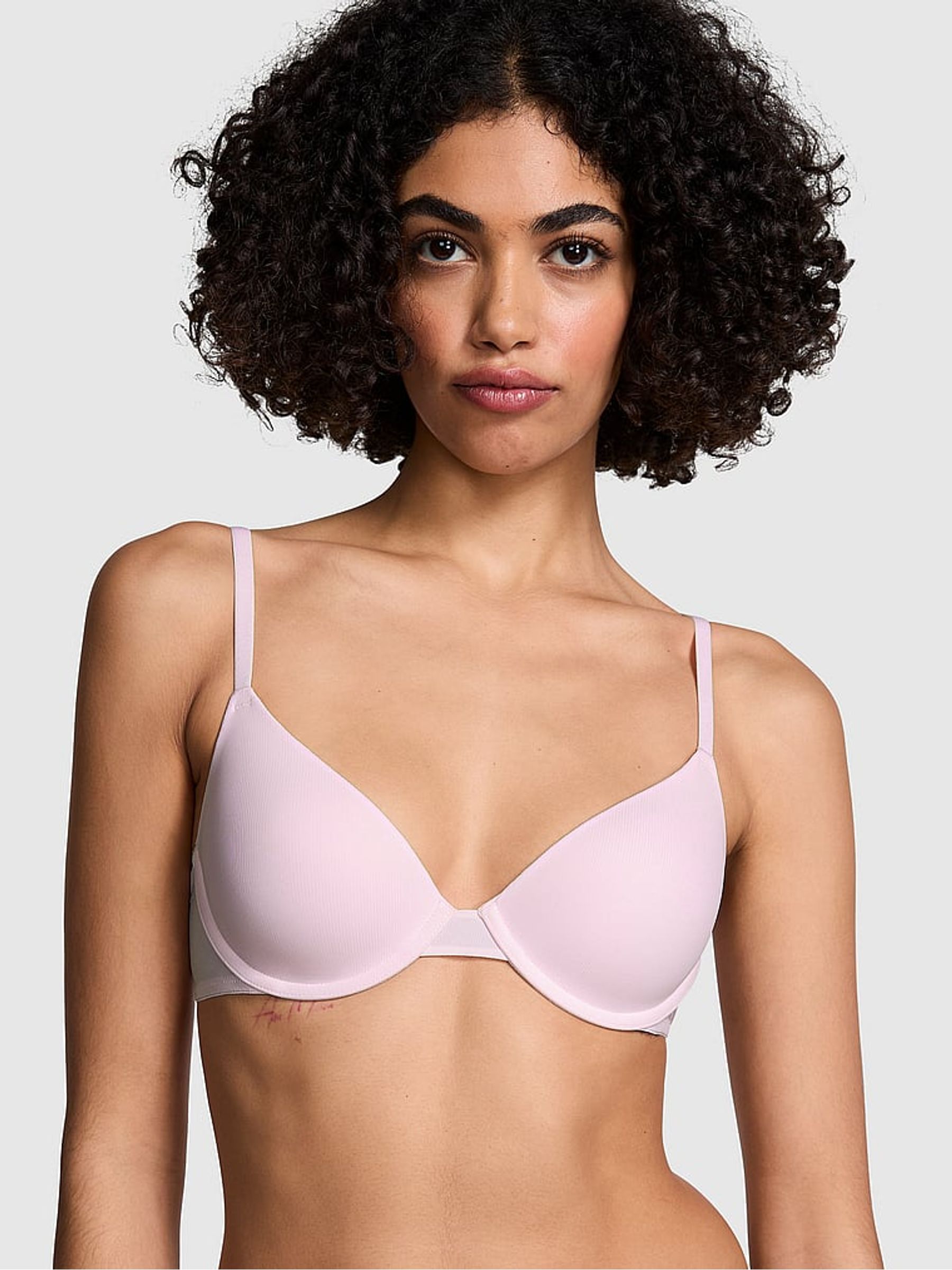 Pink Tulip Rib Lightly Lined Demi Bra - Image 1 of 3 Pink Tulip Rib Lightly Lined Demi Bra - Image 1 of 3