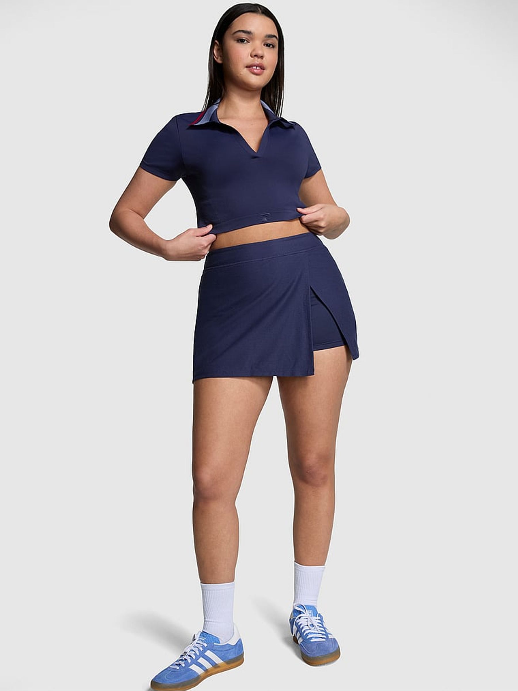 Midnight Navy Blue Piqué Wrap Skirt - Image 1 of 4