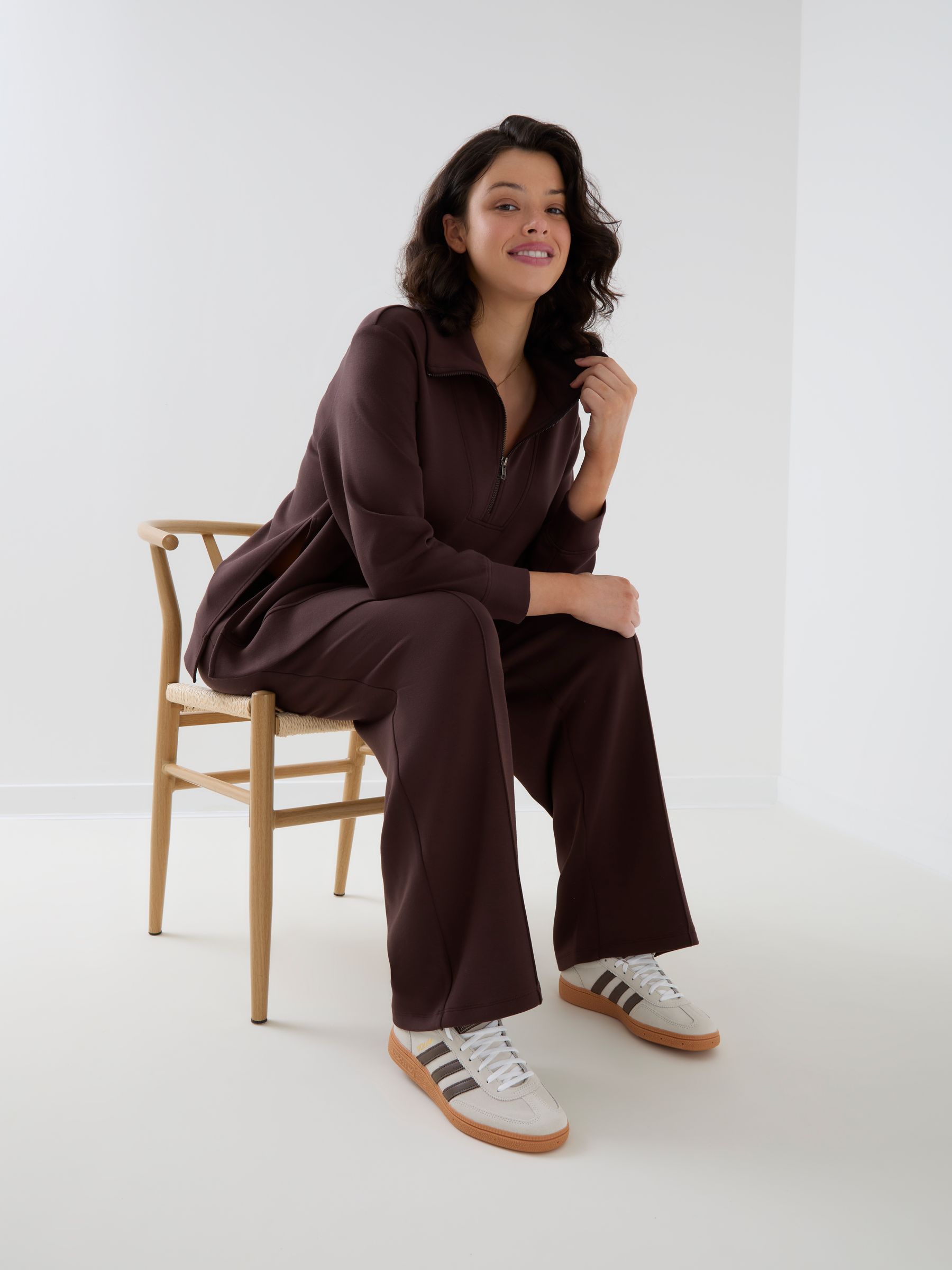 Brown Co-ord Premium Jersey Maternity Wide Leg Trousers - Image 7 of 7