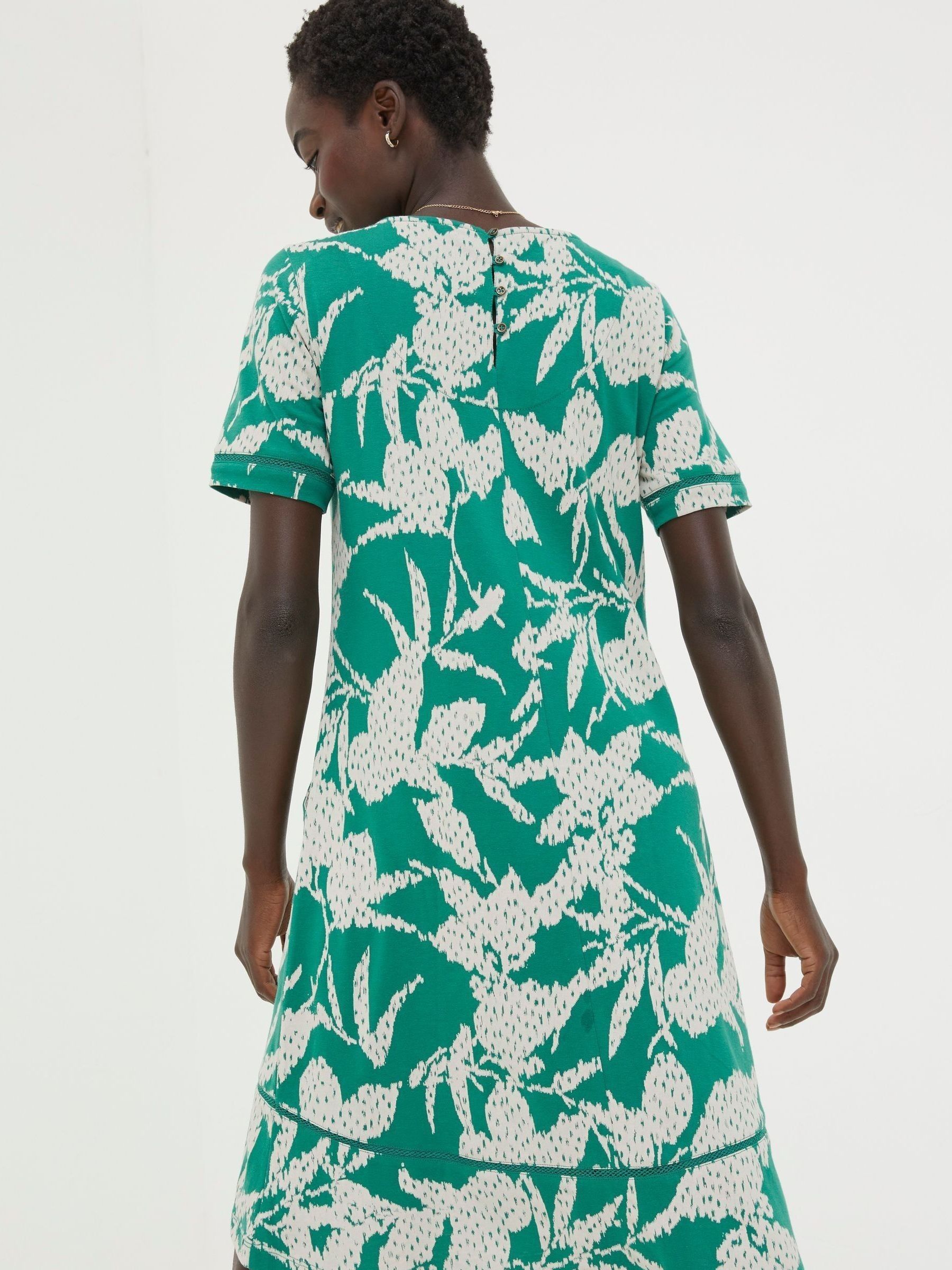 Green Simone Textured Leaves Jersey Dress - Image 2 of 5