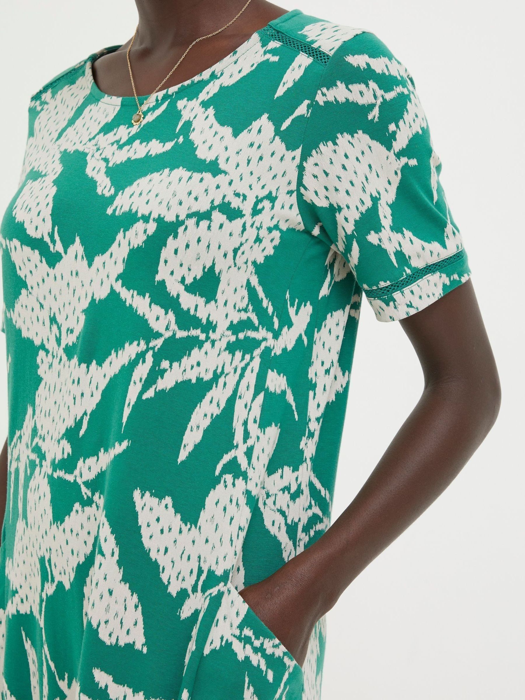 Green Simone Textured Leaves Jersey Dress - Image 3 of 5