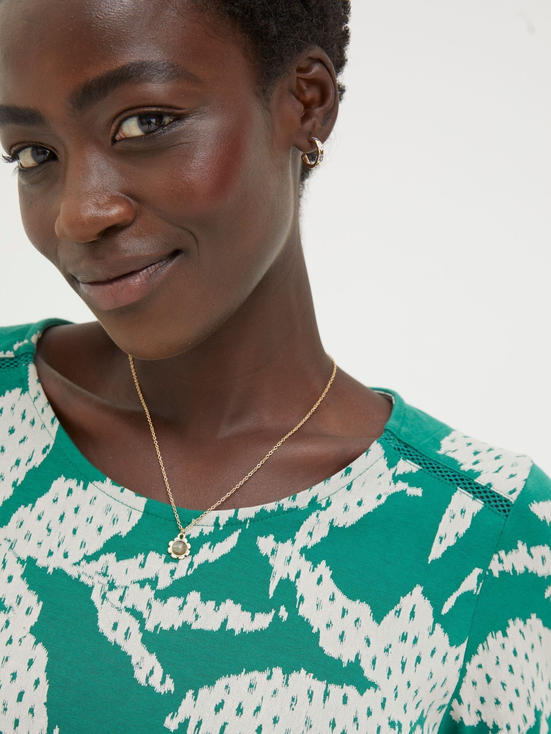 Green Simone Textured Leaves Jersey Dress - Image 4 of 5
