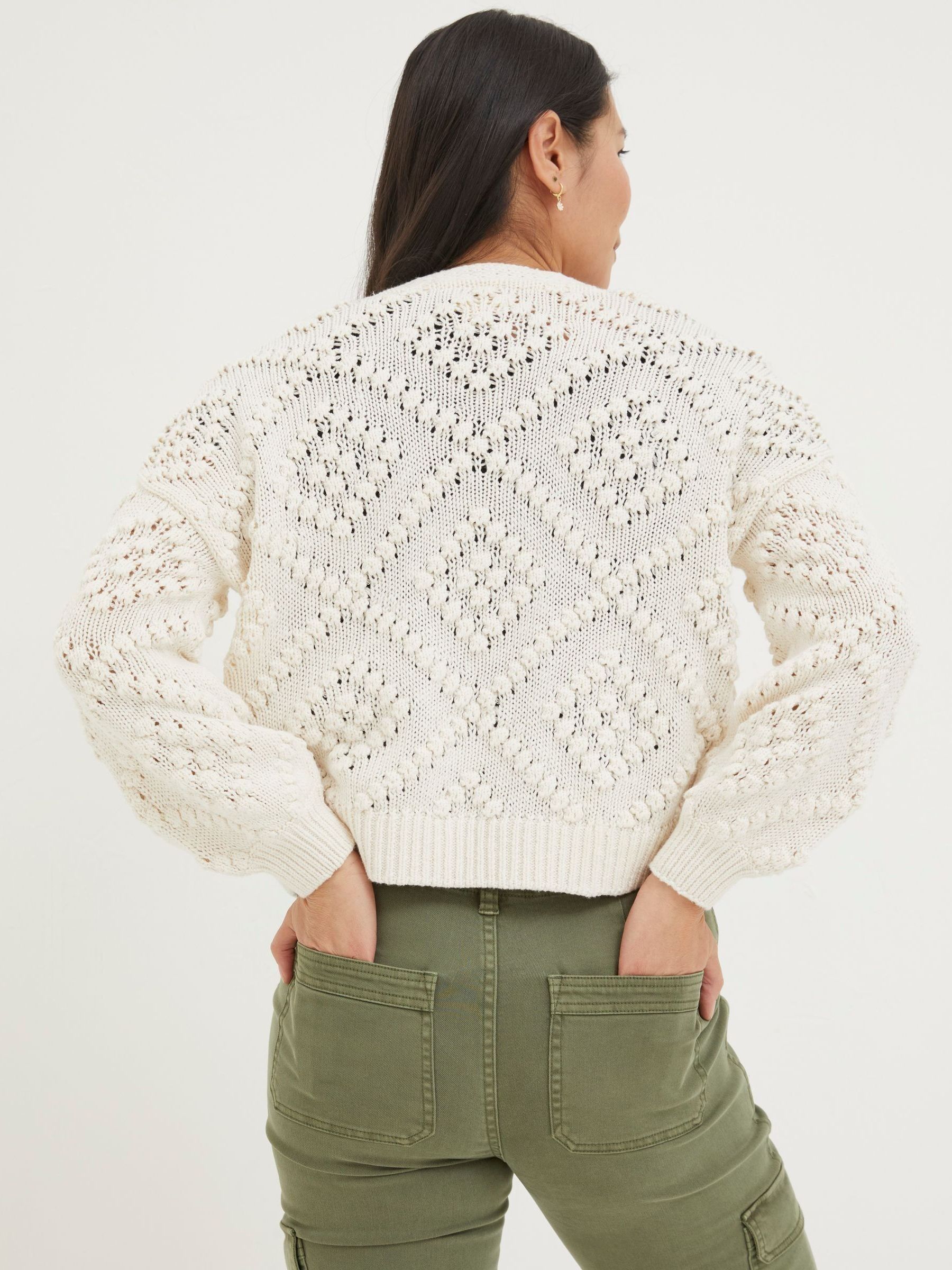 Natural Bobble Stitch Cardigan - Image 2 of 4