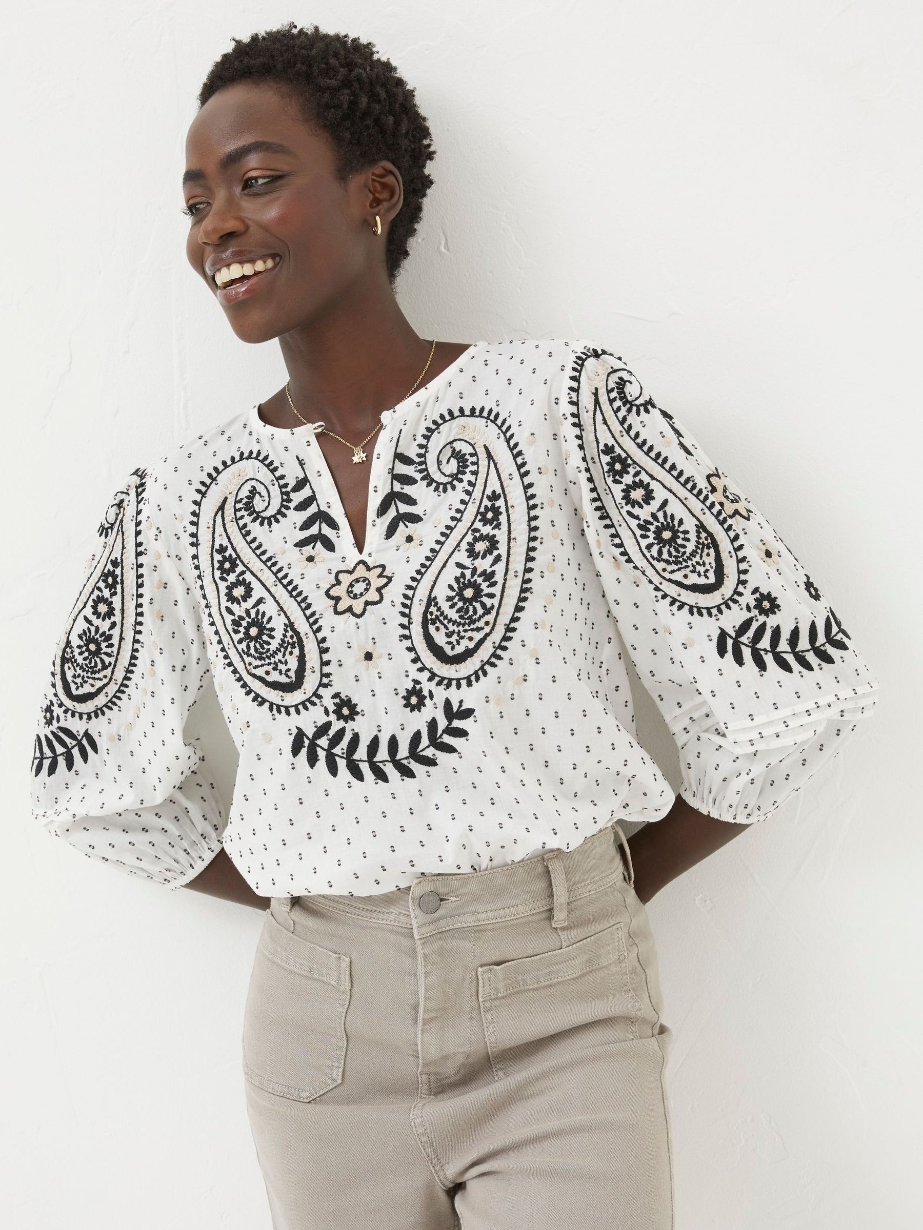 Natural Embroidered Blouse - Image 2 of 6