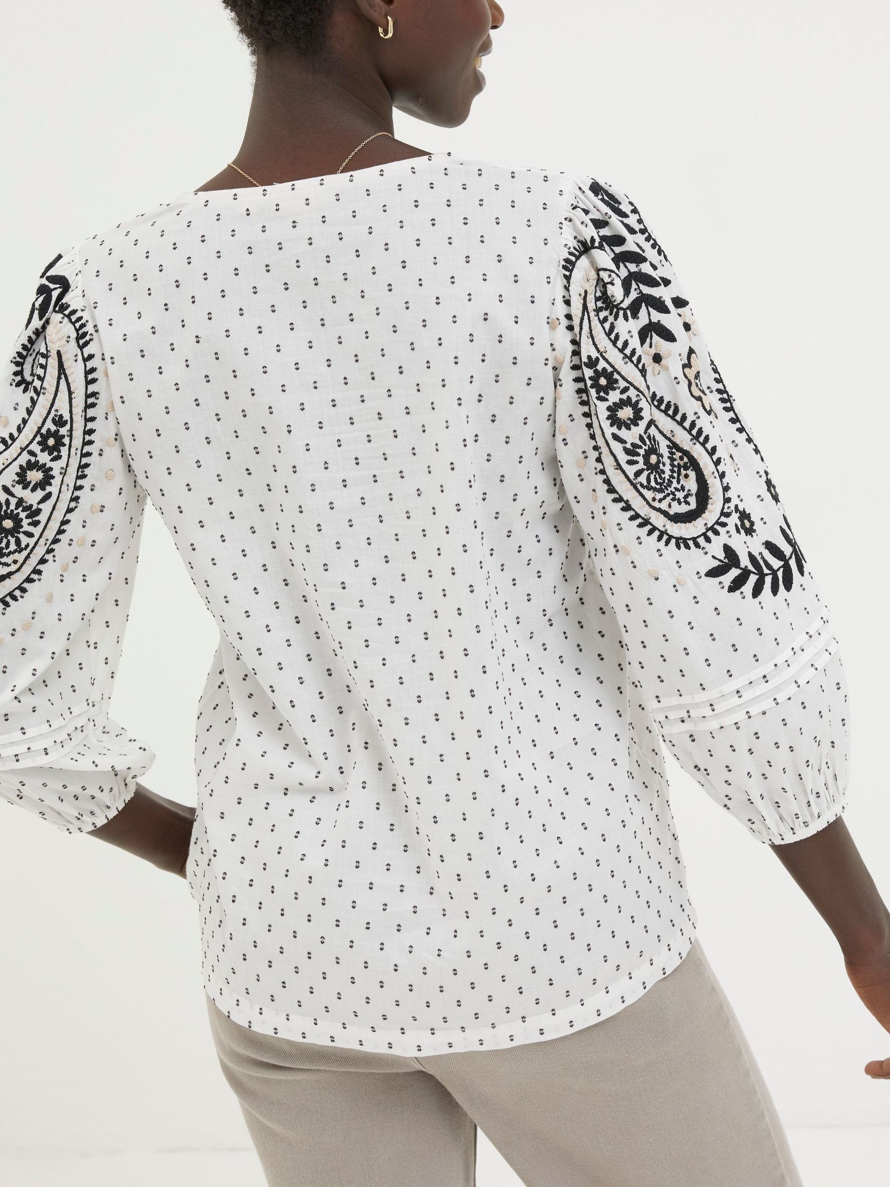 Natural Embroidered Blouse - Image 3 of 6