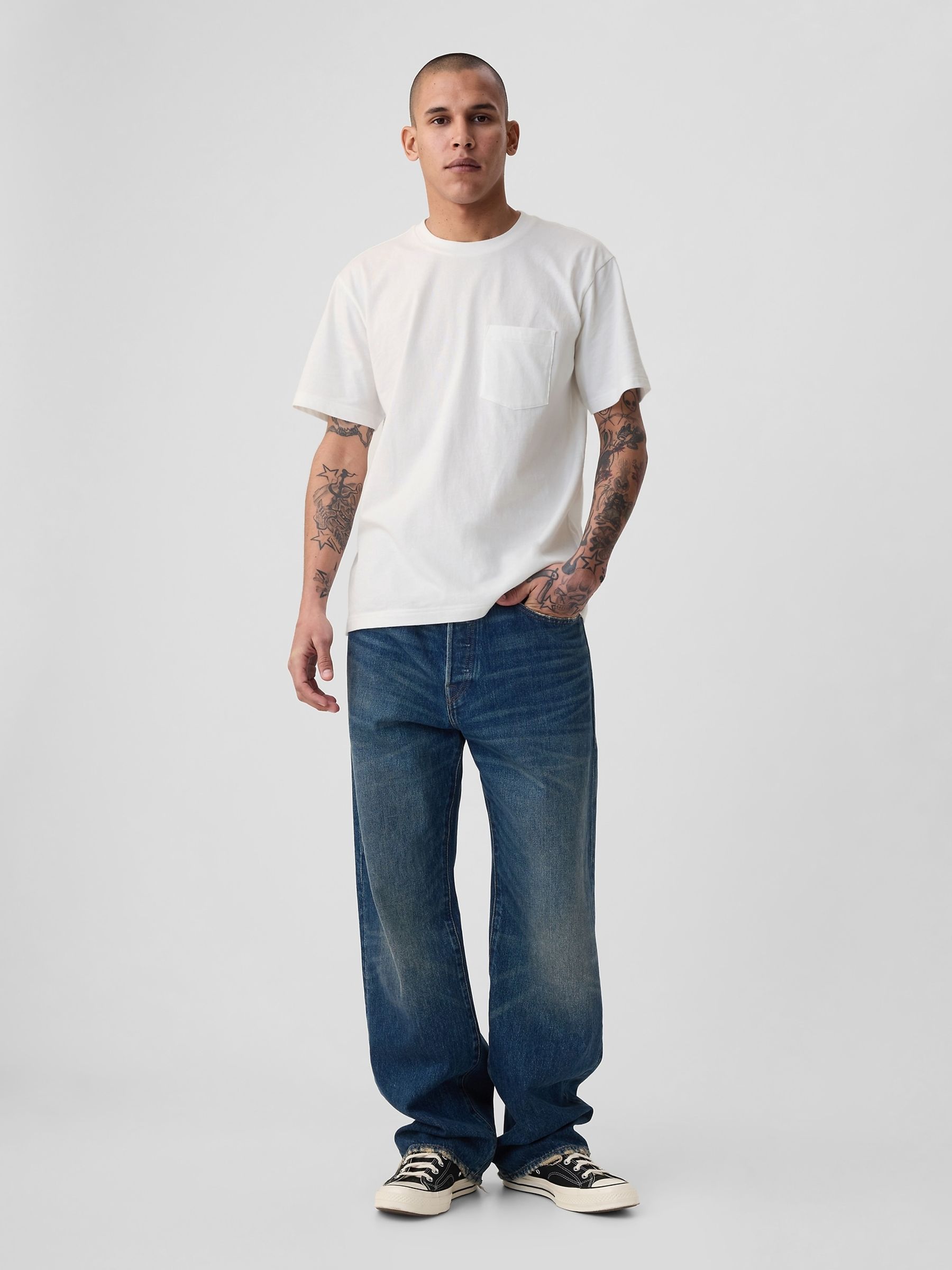 White Original Pocket 100% Cotton Crew Neck Short Sleeve T-Shirt - Image 3 of 8