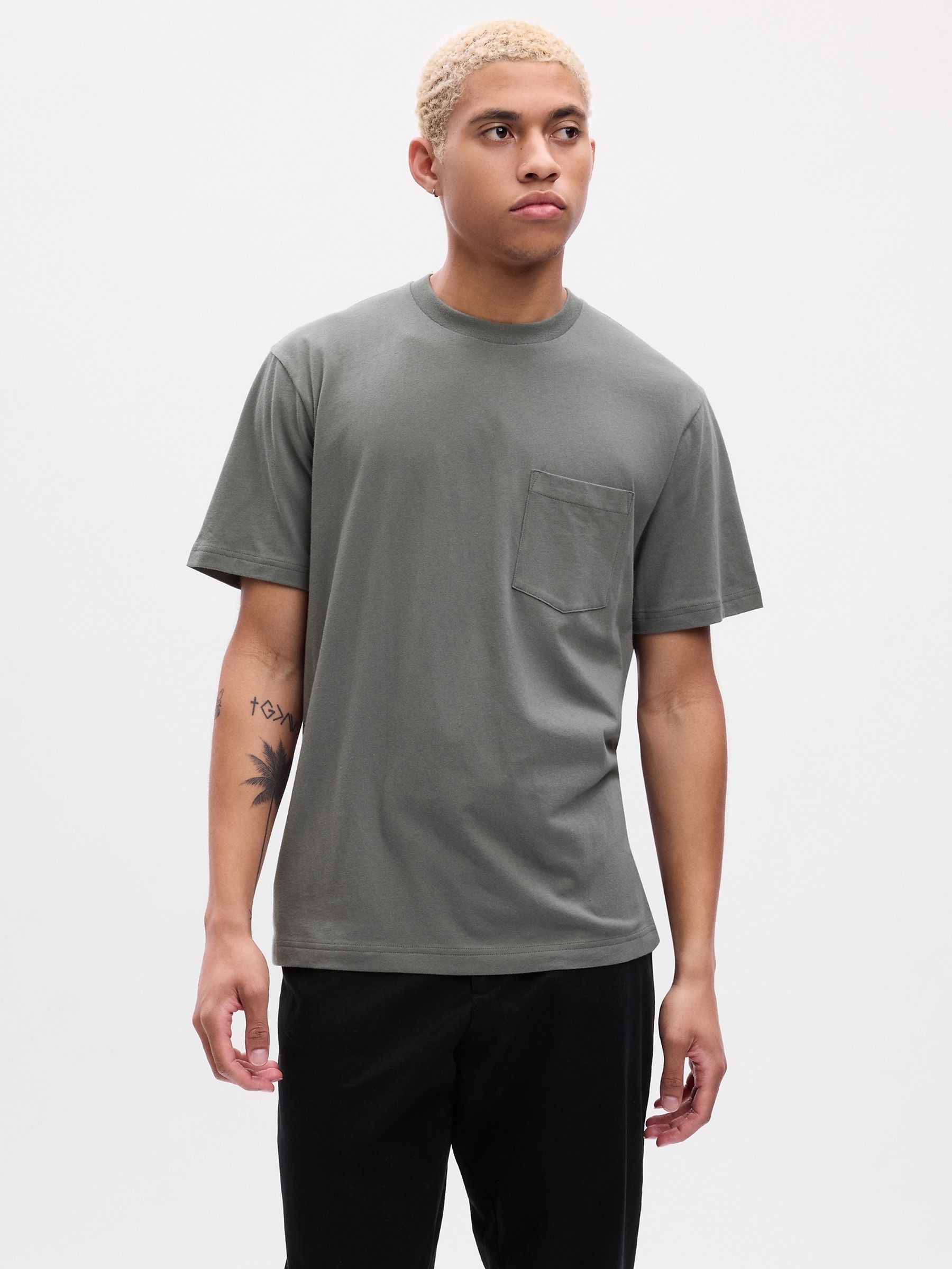 Grey Original Pocket Short Sleeve Crew Neck T-Shirt - Image 1 of 1