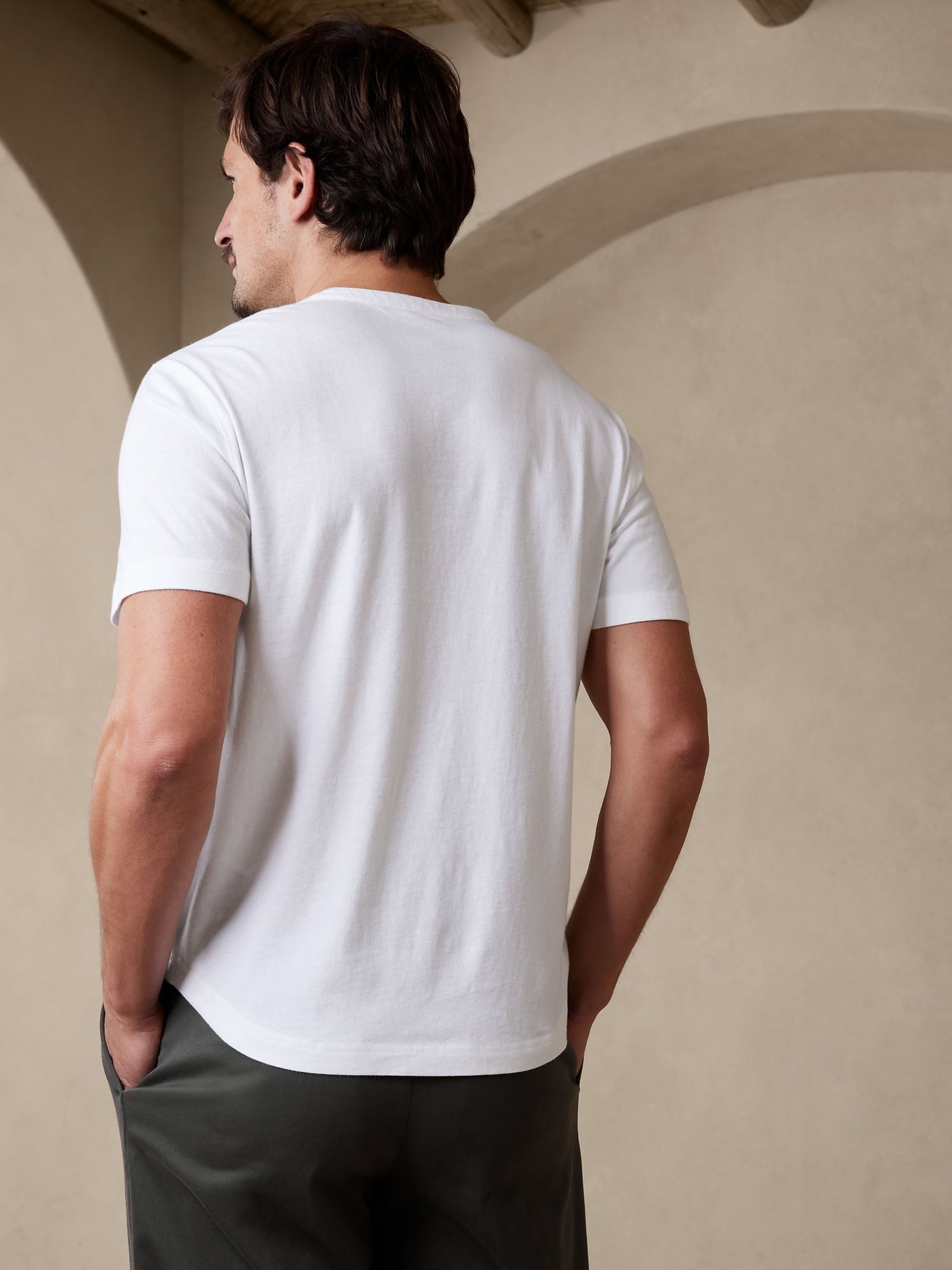 Banana Republic White Soft Wash Henley T-Shirt - Image 2 of 4