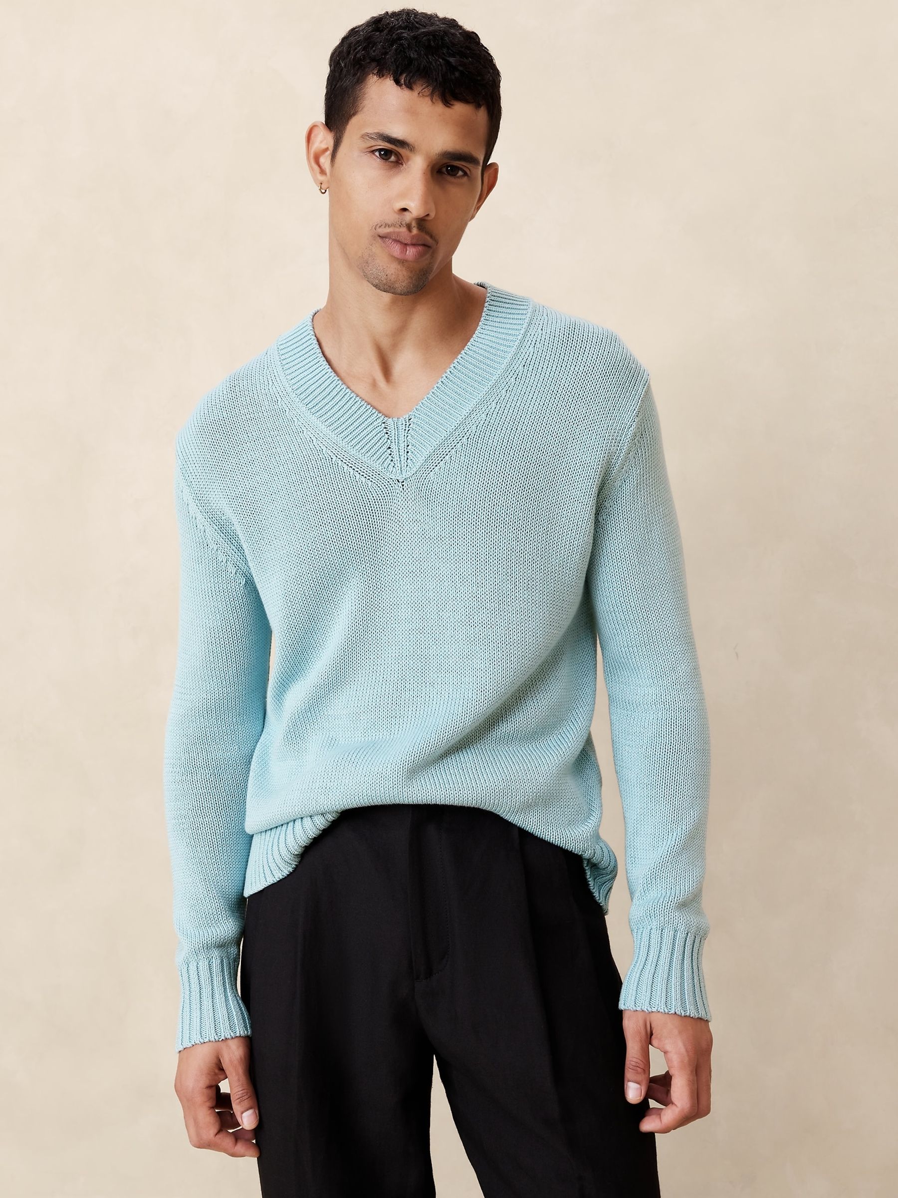 Banana Republic Blue Point Sur Cotton V-Neck Jumper - Image 1 of 1