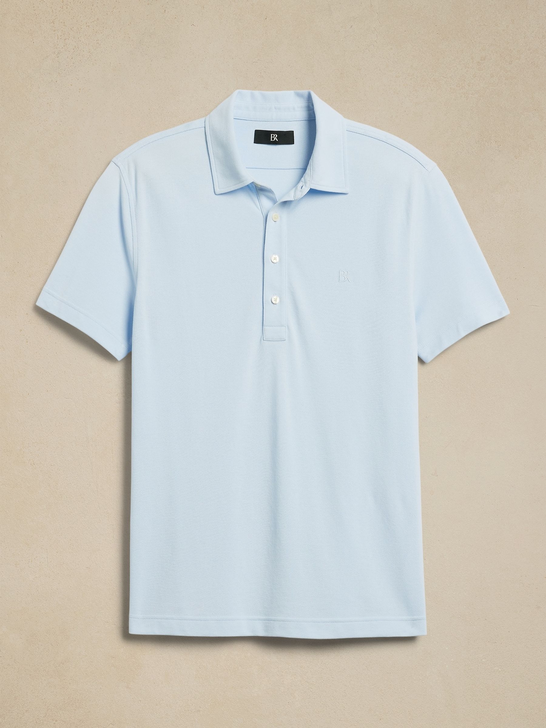 Banana Republic Blue Cotton Short Sleeve Pique Polo Shirt - Image 4 of 6