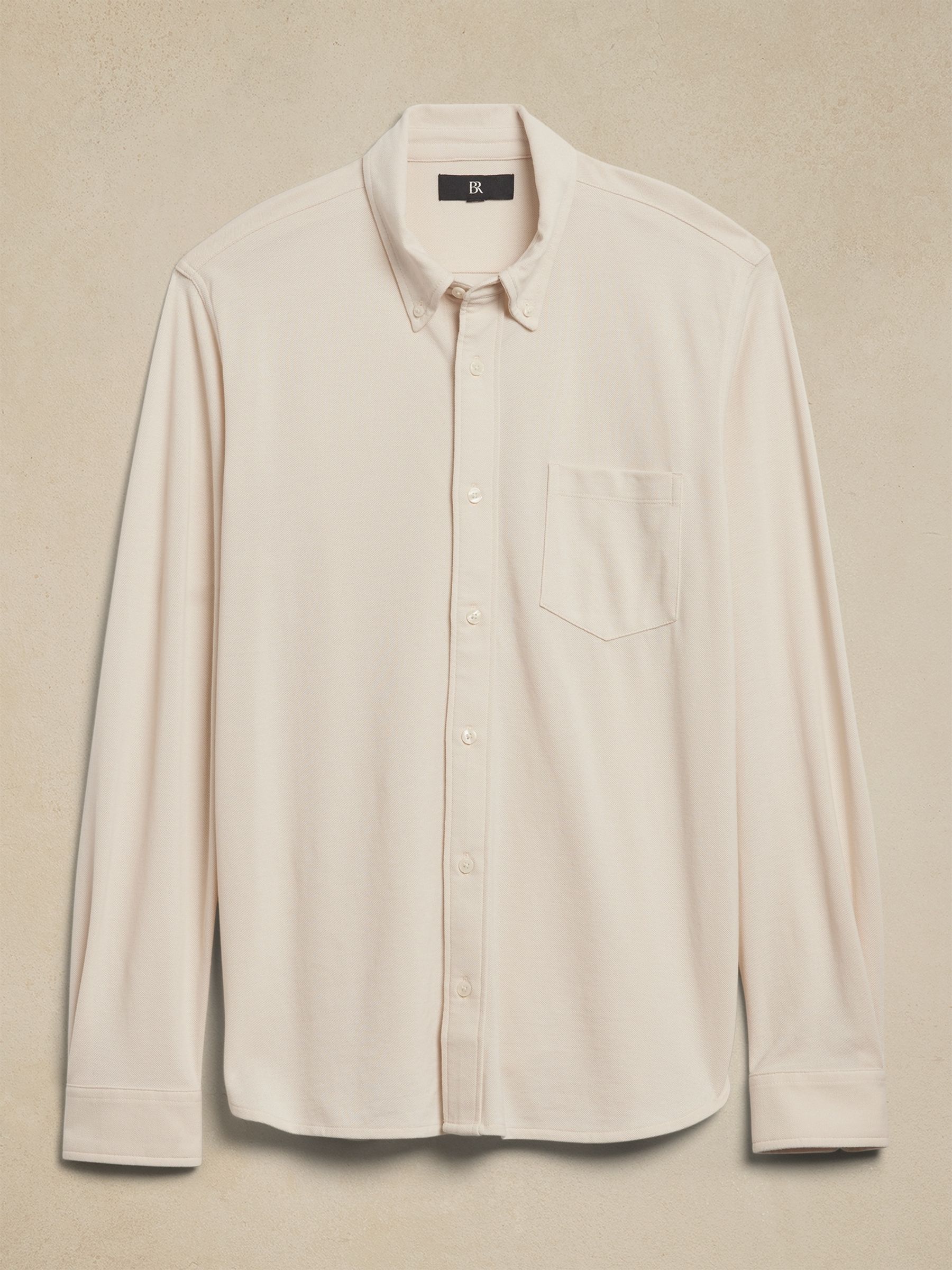 Banana Republic White Cotton Long Sleeve Pique Shirt - Image 4 of 4 Banana Republic White Cotton Long Sleeve Pique Shirt - Image 4 of 4