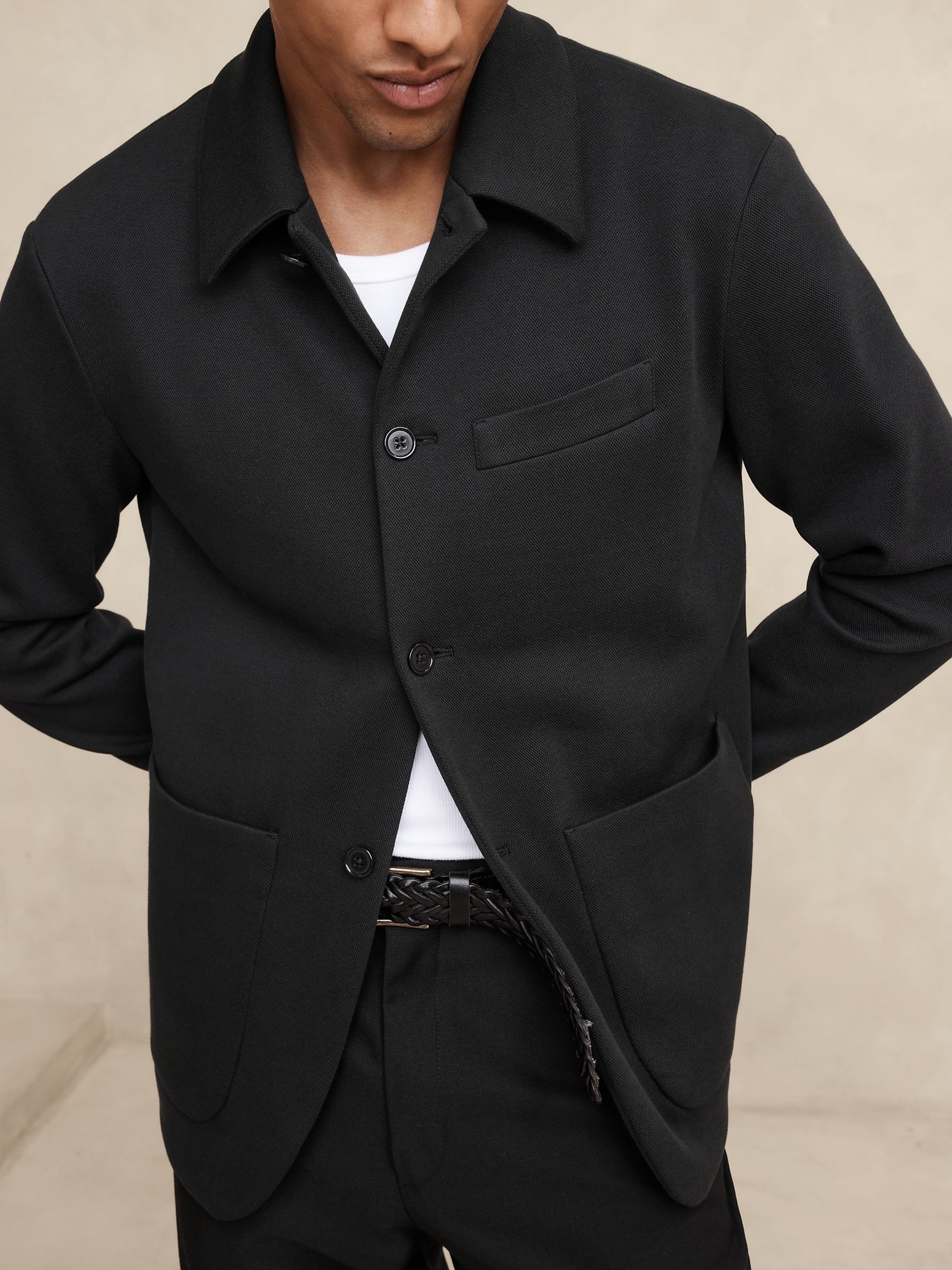 Banana Republic Black Gamboa Relaxed Pique Jacket - Image 1 of 1