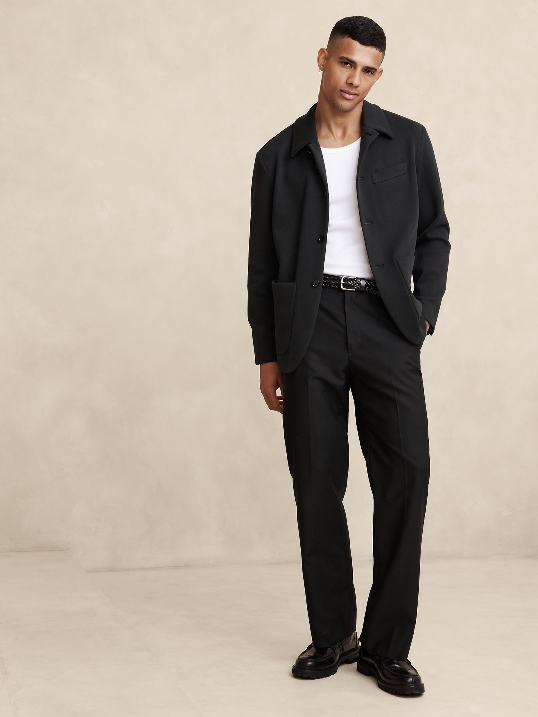 Banana Republic Black Gamboa Relaxed Pique Jacket - Image 3 of 4