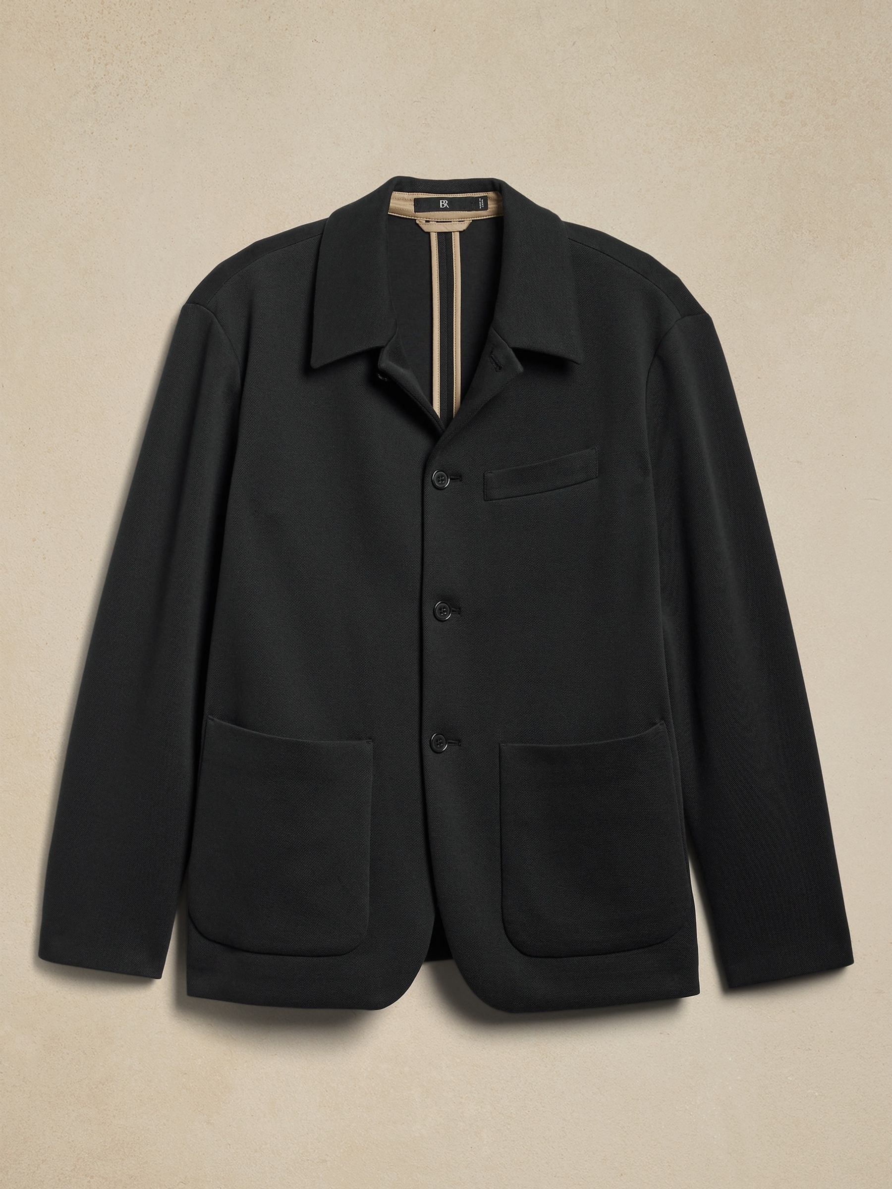 Banana Republic Black Gamboa Relaxed Pique Jacket - Image 4 of 4