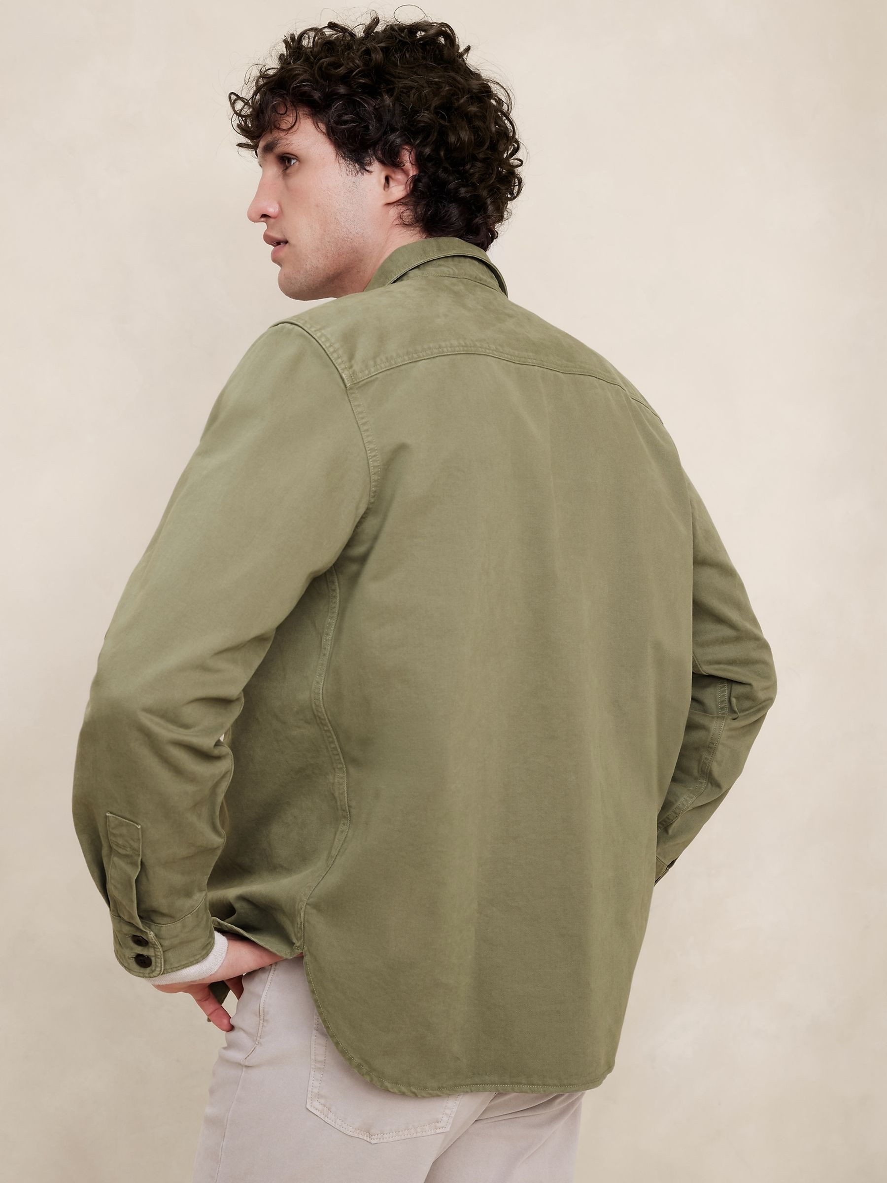 Banana Republic Khaki Green Malo Twill Shirt Jacket - Image 2 of 5