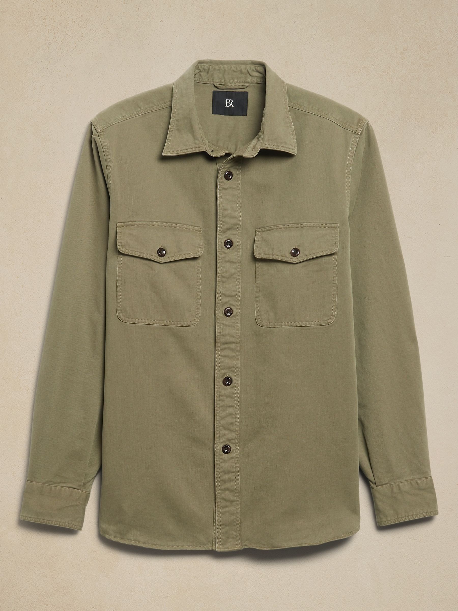 Banana Republic Khaki Green Malo Twill Shirt Jacket - Image 4 of 5