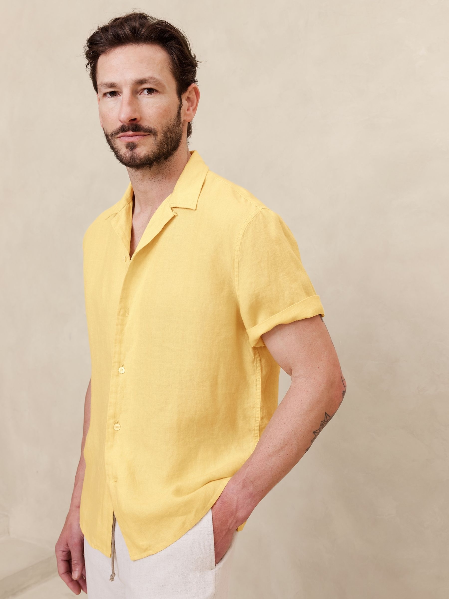 Banana Republic Yellow Lyam Resort Shirt - Image 1 of 1
