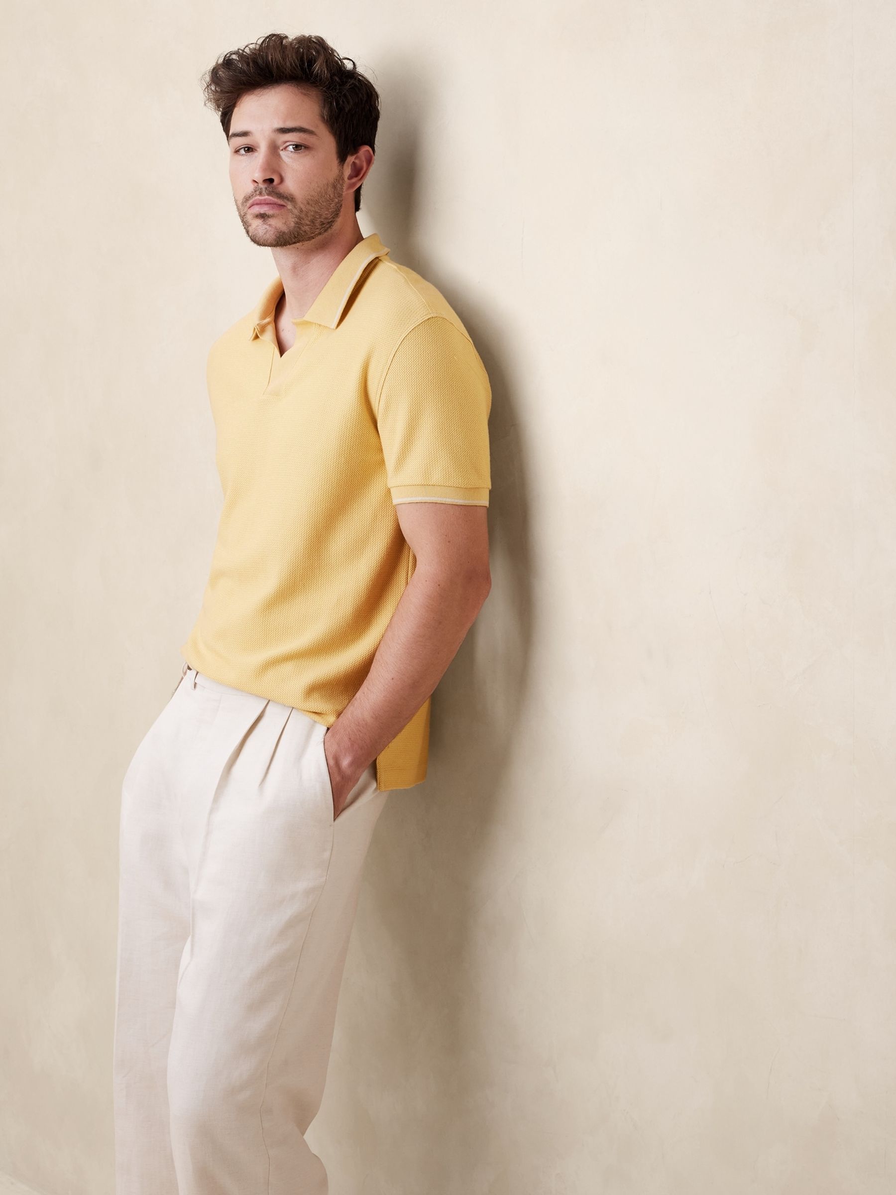 Banana Republic Yellow Laguna Jacquard Polo Shirt - Image 1 of 1