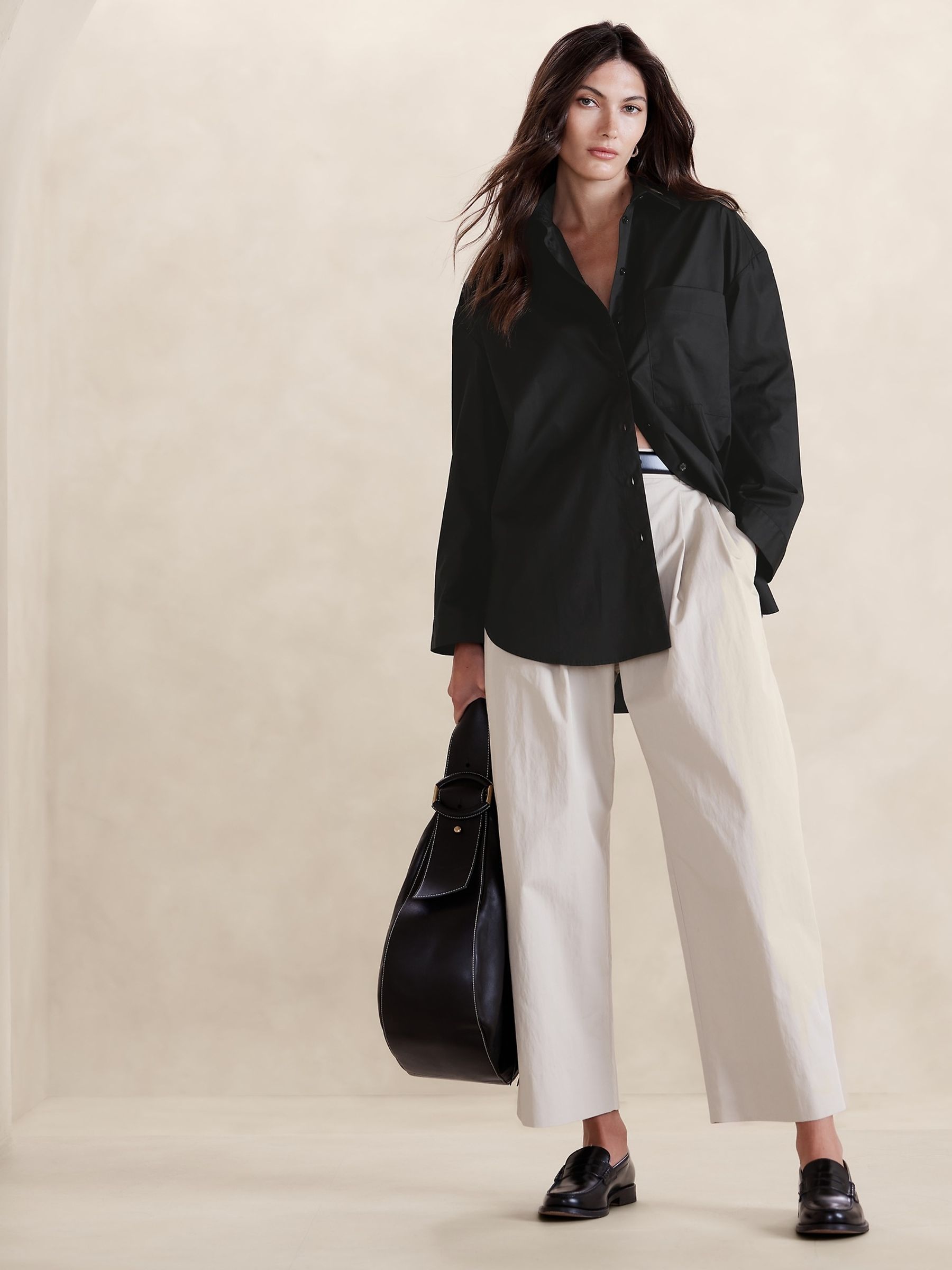 Banana Republic Black The Oversized Shirt - Image 1 of 4