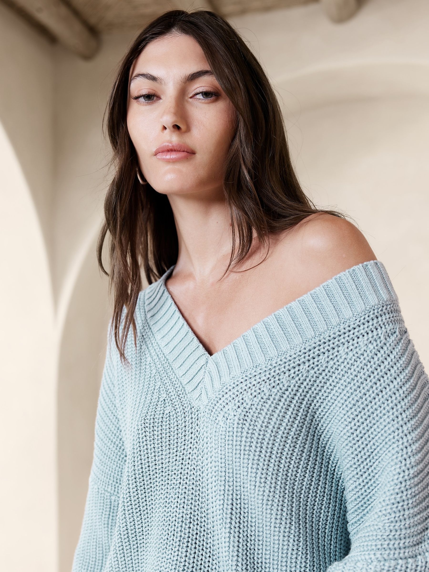 Banana Republic Blue Janie Oversized Cotton Jumper - Image 3 of 4