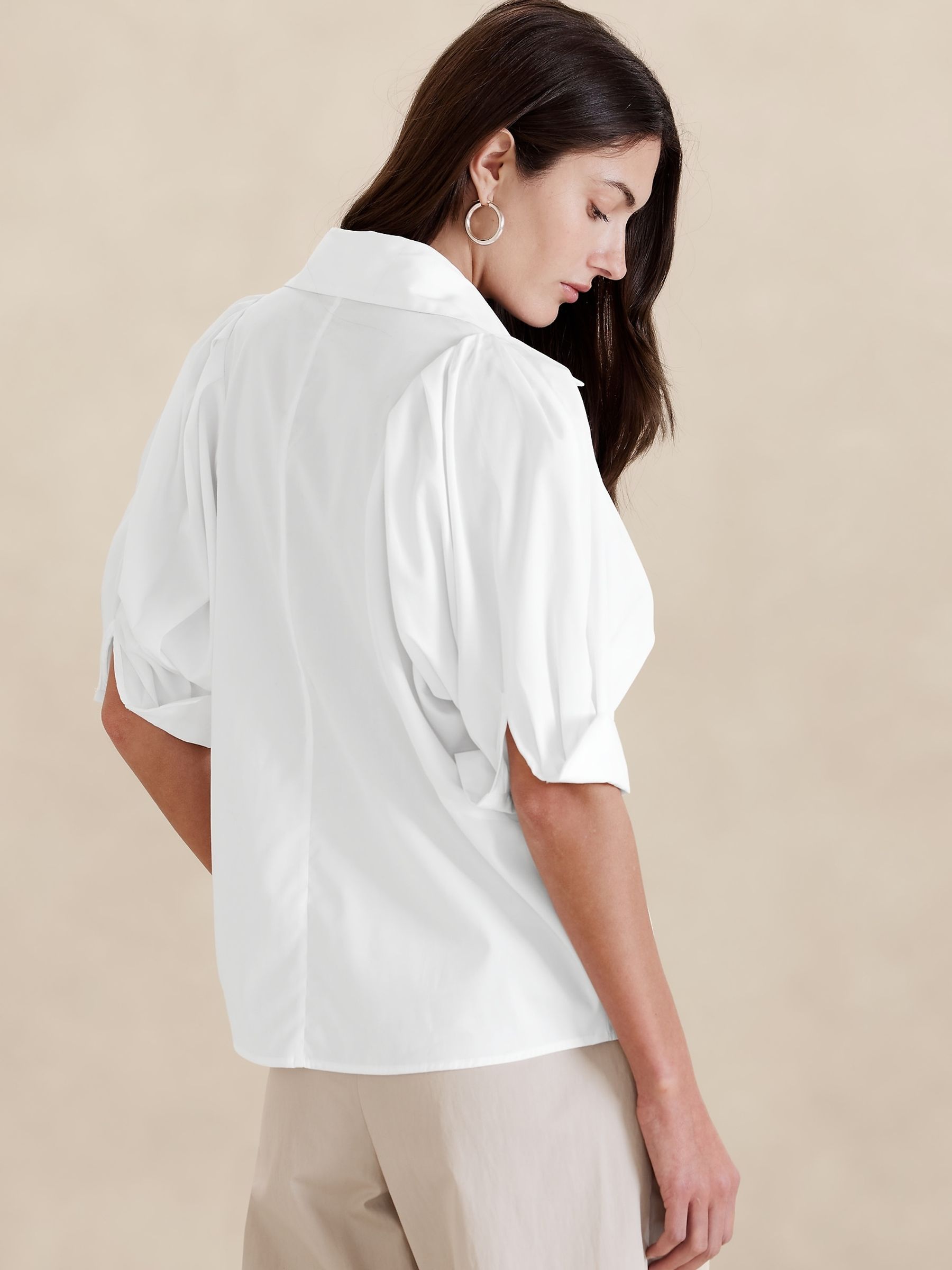Banana Republic White Livia Poplin Shirt - Image 2 of 4
