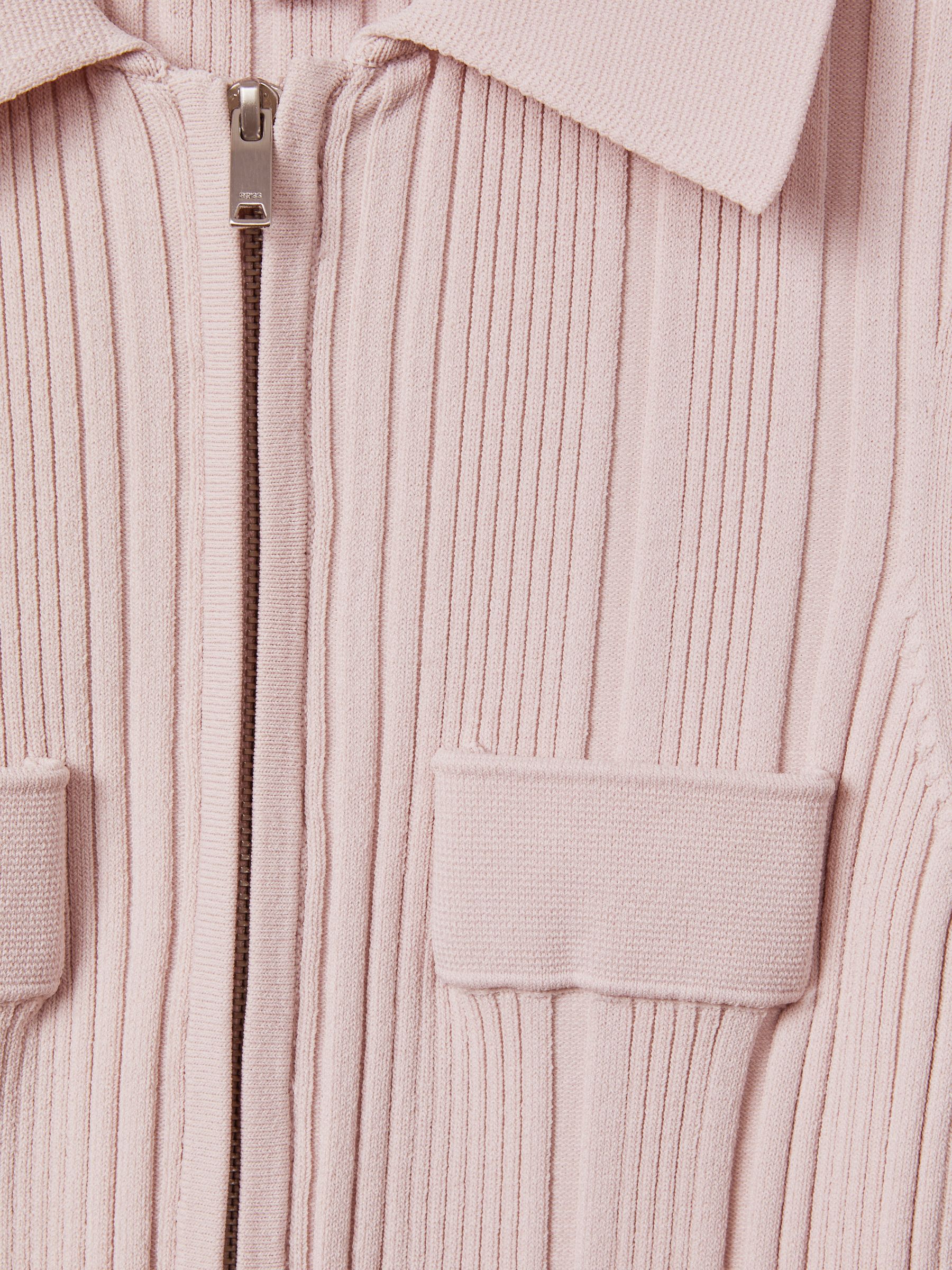 Ribbed Half-Zip Fitted Top in Nude - Image 5 of 5