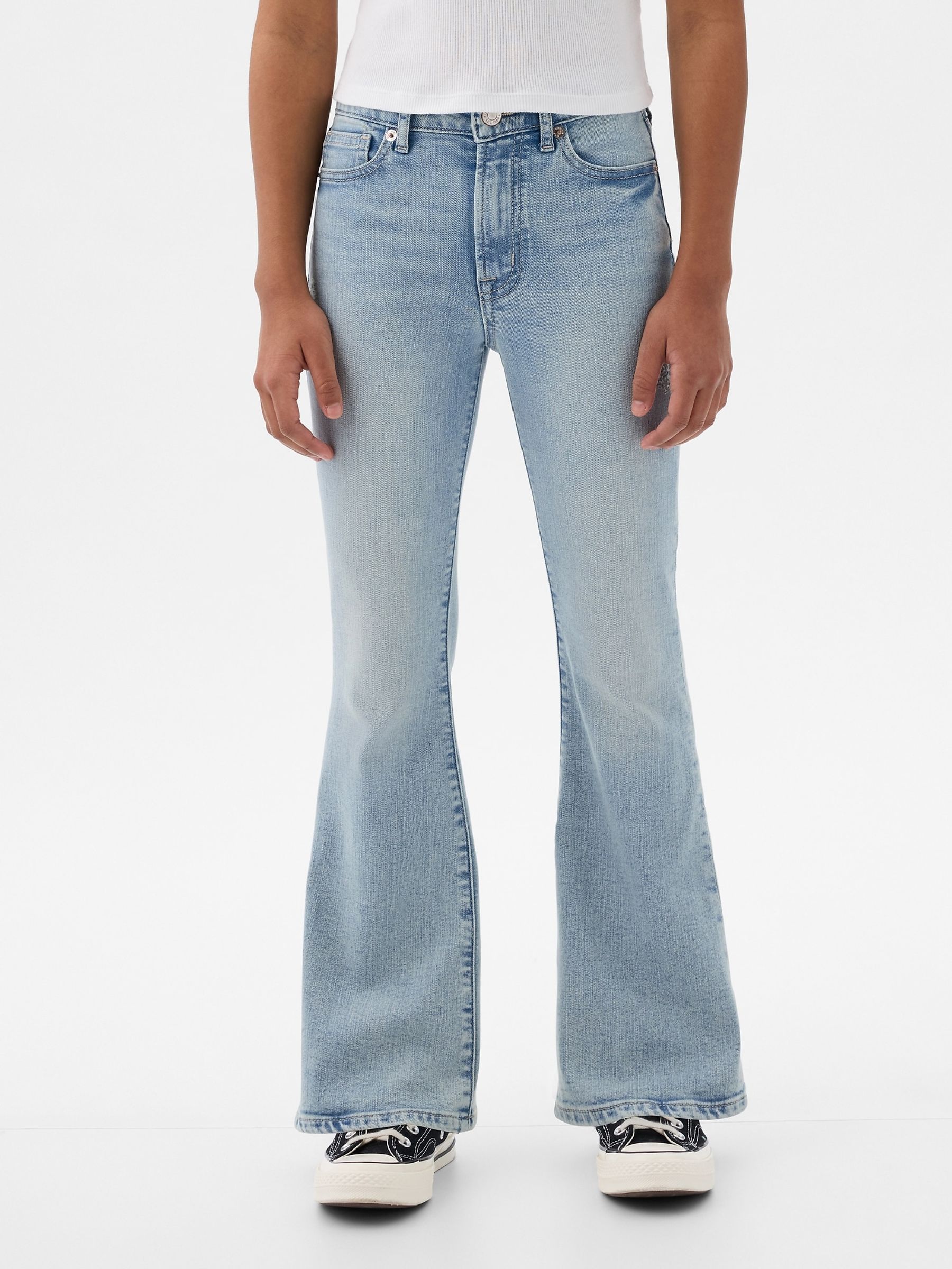 Blue High Waisted 70s Distressed Flare Washwell Jeans (5-13yrs) - Image 1 of 1