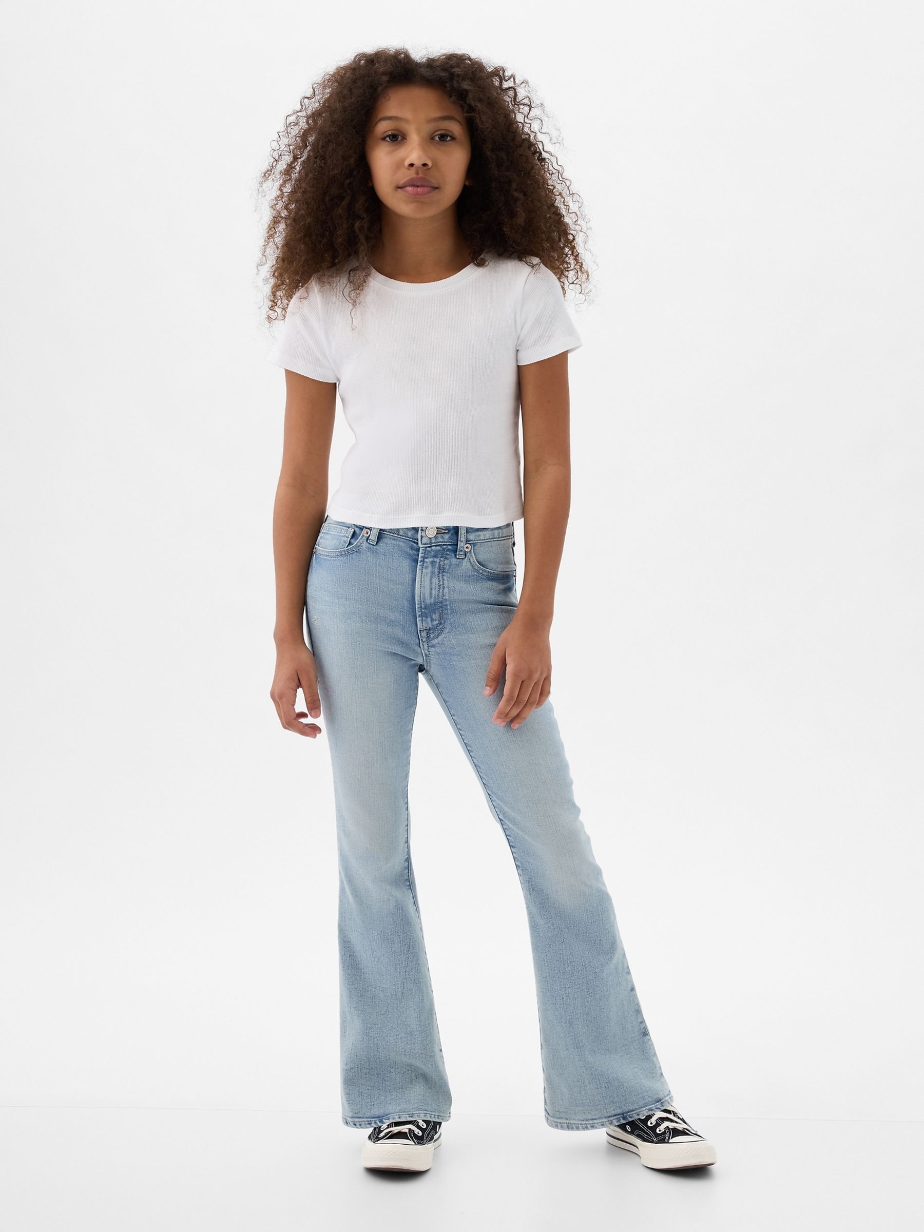 Blue High Waisted 70s Distressed Flare Washwell Jeans (5-13yrs) - Image 3 of 6