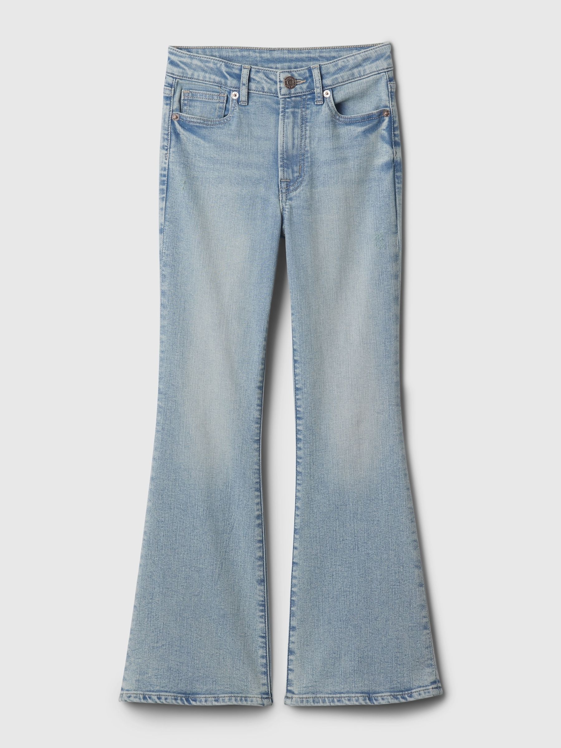 Blue High Waisted 70s Distressed Flare Washwell Jeans (5-13yrs) - Image 5 of 6