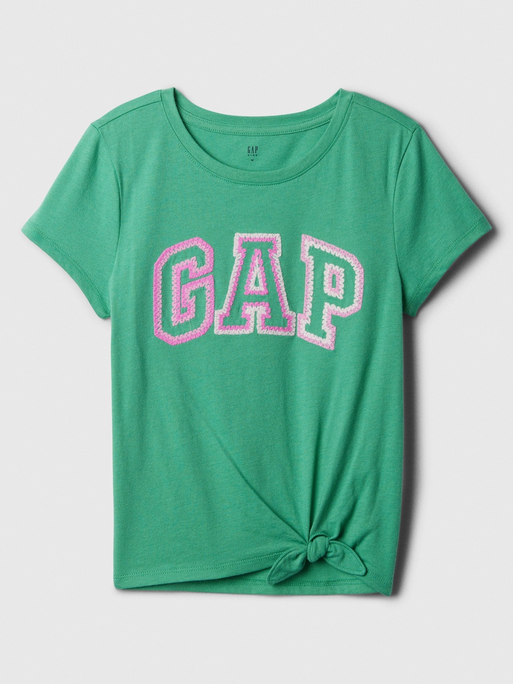 Green Embroidered Logo Knot-Tie Short Sleeve Crew Neck T-Shirt (4-13yrs) - Image 1 of 1