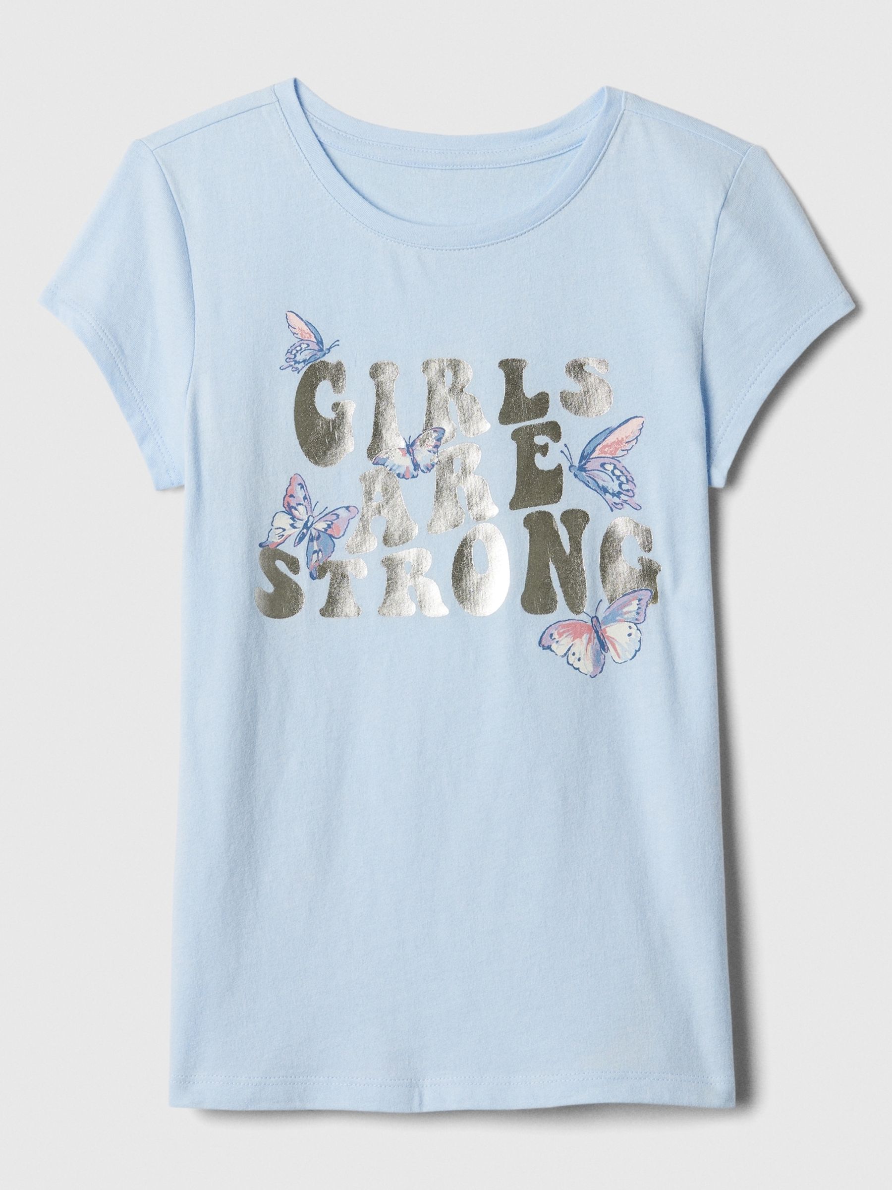 Blue Butterfly Slogan Graphic Crew Neck Short Sleeve T-Shirt (4-13yrs) - Image 1 of 1