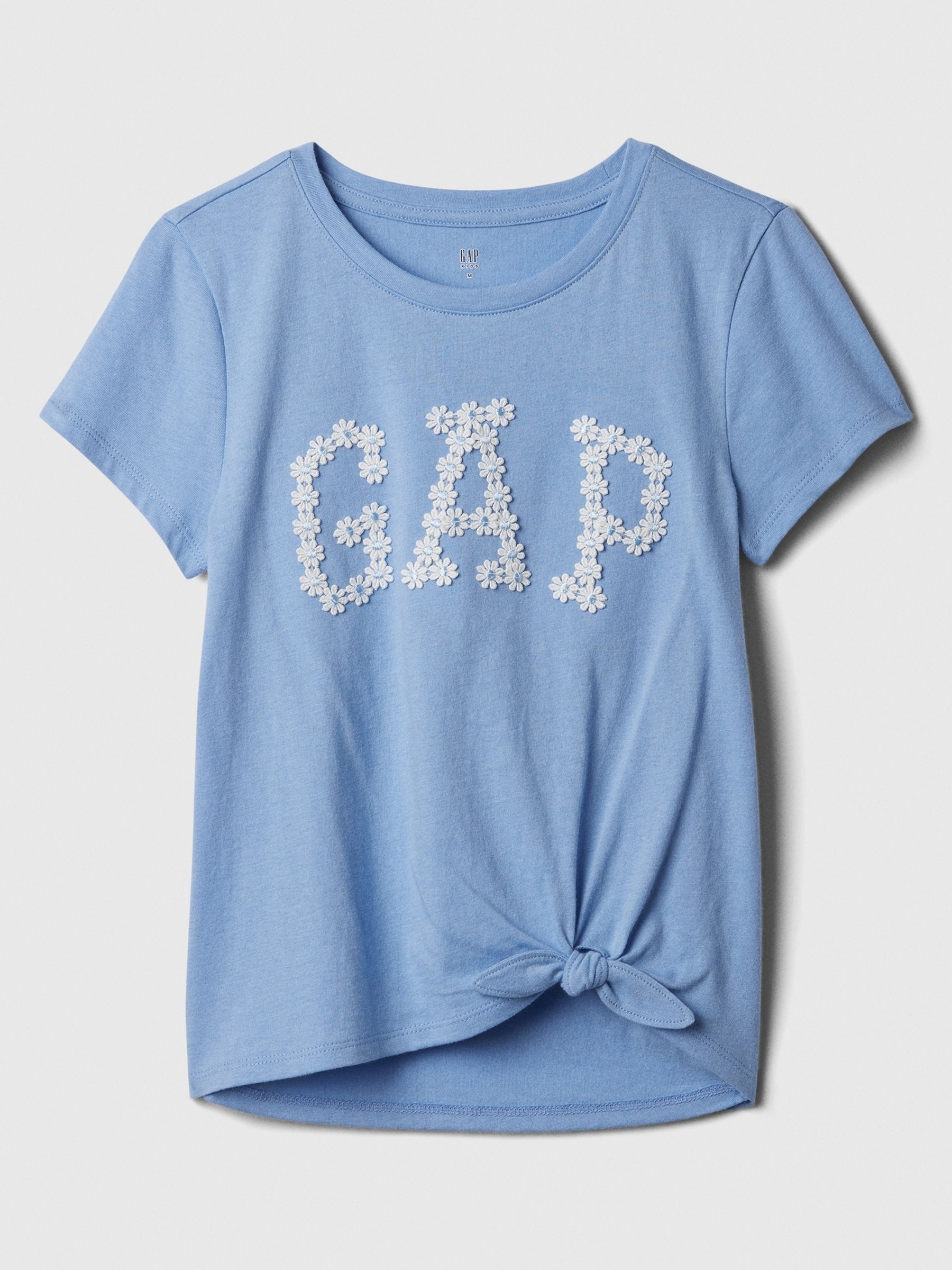 Blue Embroidered Daisy Logo Knot-Tie Short Sleeve Crew Neck T-Shirt (4-13yrs) - Image 1 of 1