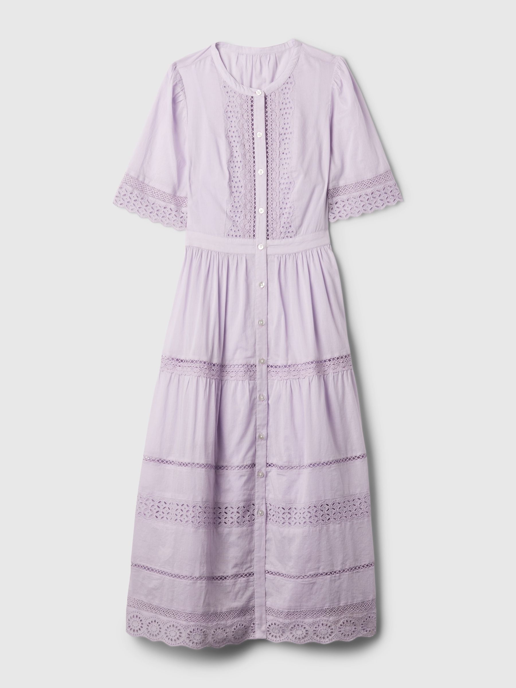 Purple Cotton Lace Midi Dress - Image 5 of 5